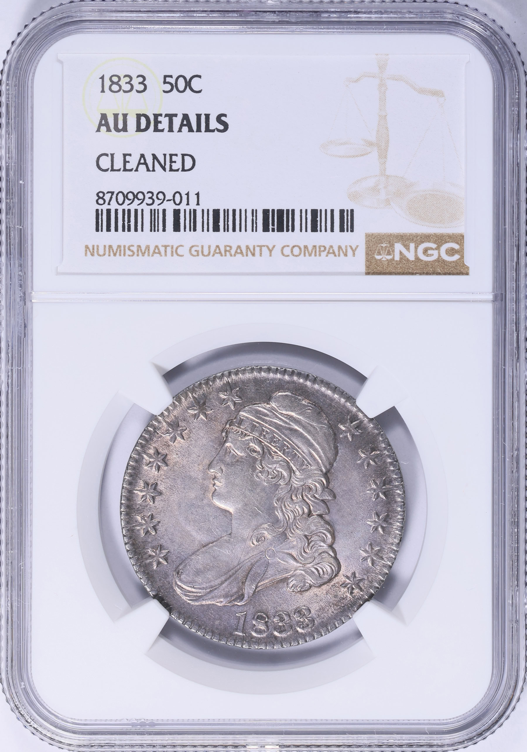 1833 Capped Bust Half Dollar NGC AU Details (Item 2194577