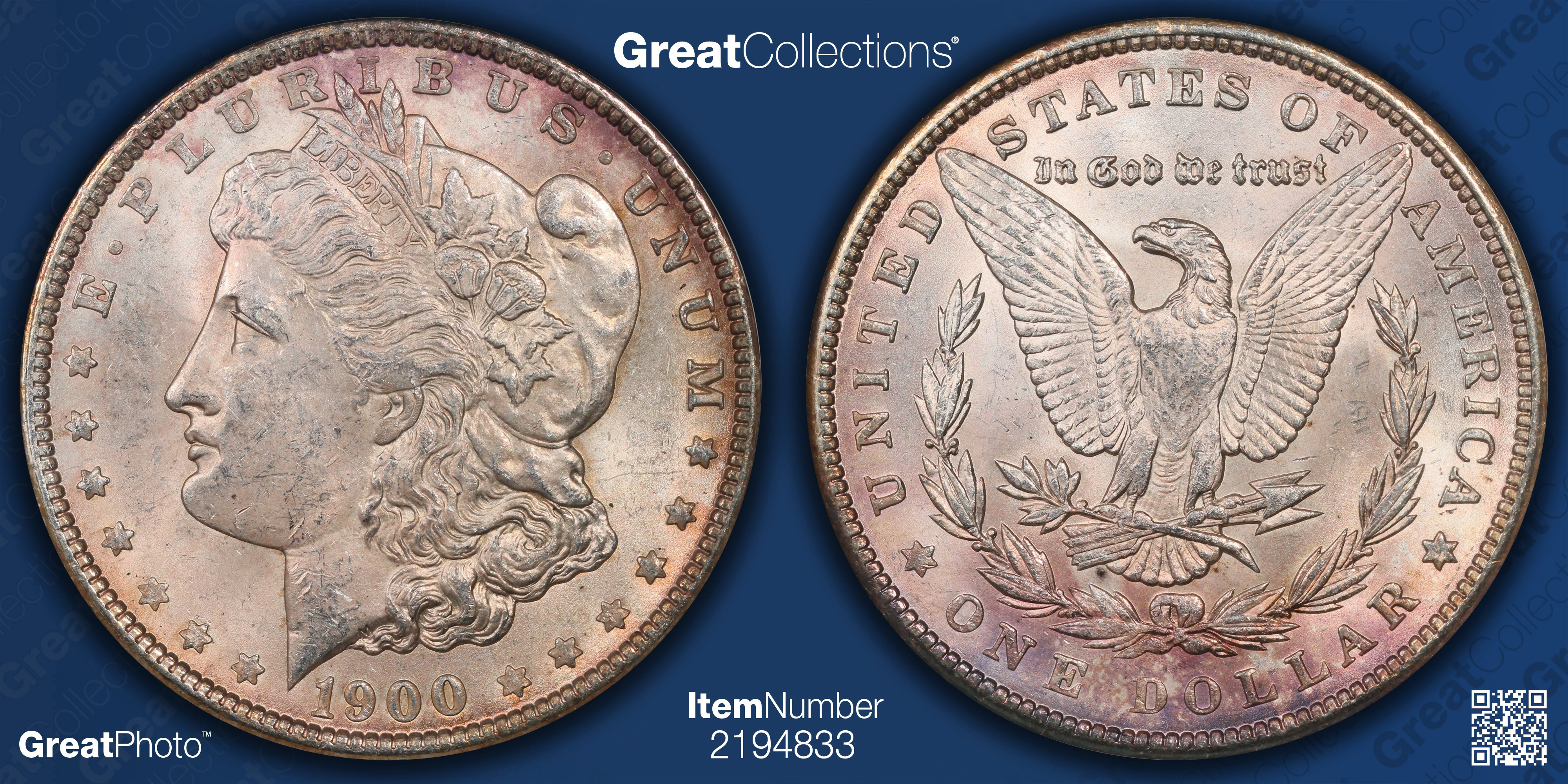 1900 Morgan Silver Dollar VAM-6 ANACS MS-62 OH (Toned) (Item