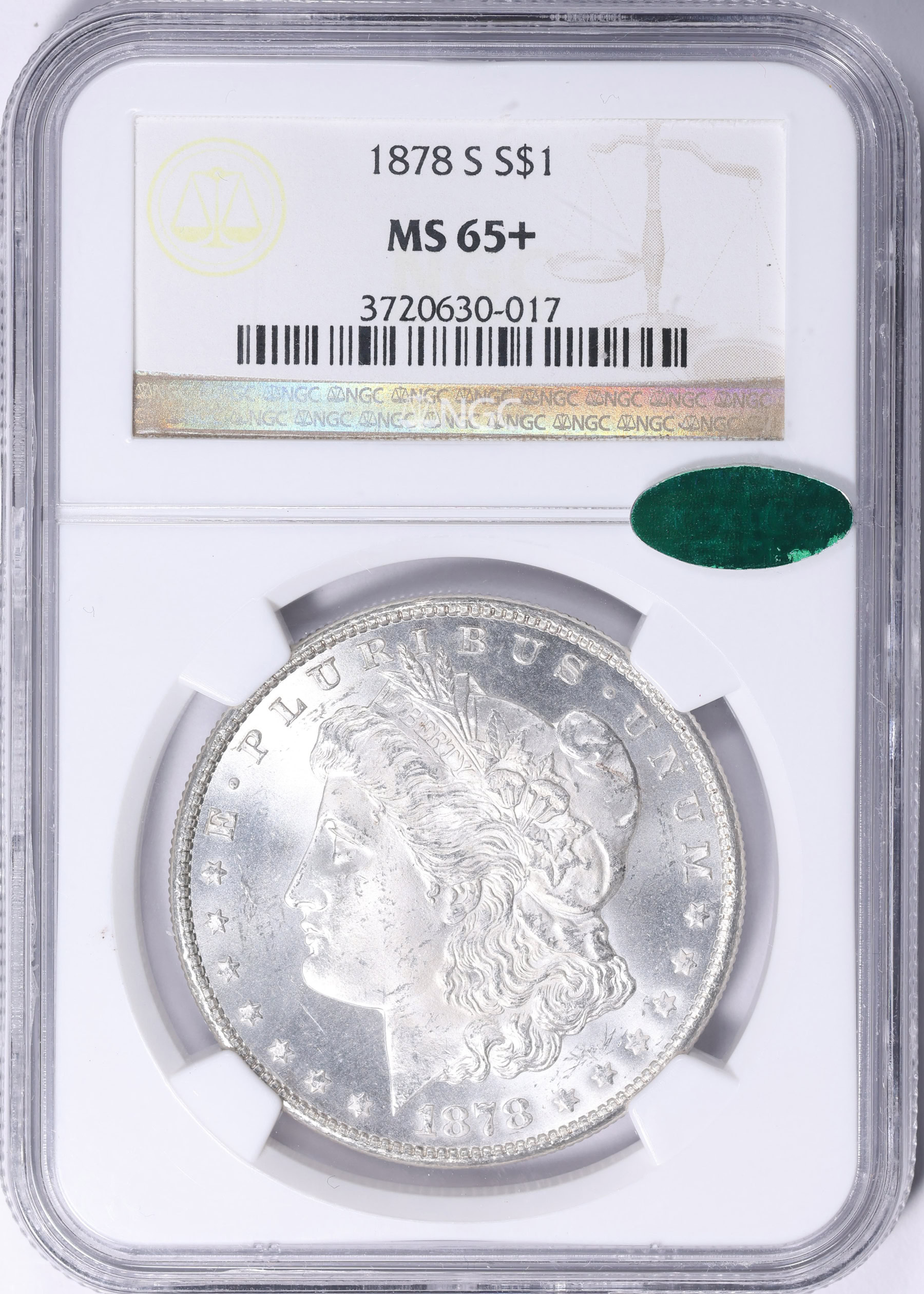 1878-S Morgan Silver Dollar NGC MS-65+ (CAC Green) (Item 2197703