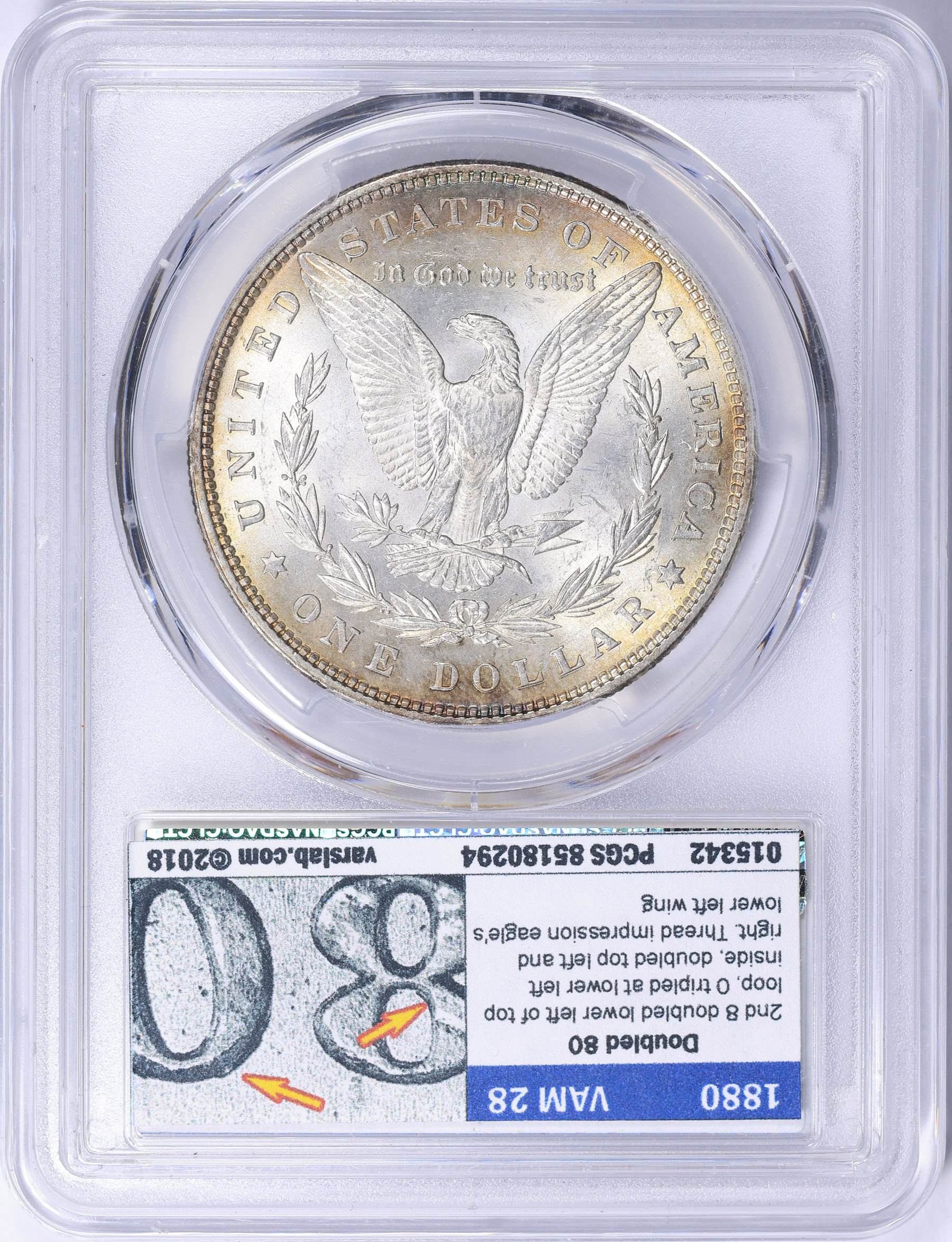1880 Morgan Silver Dollar PCGS MS-63 (VSS VAM-28) (Toned) (Item