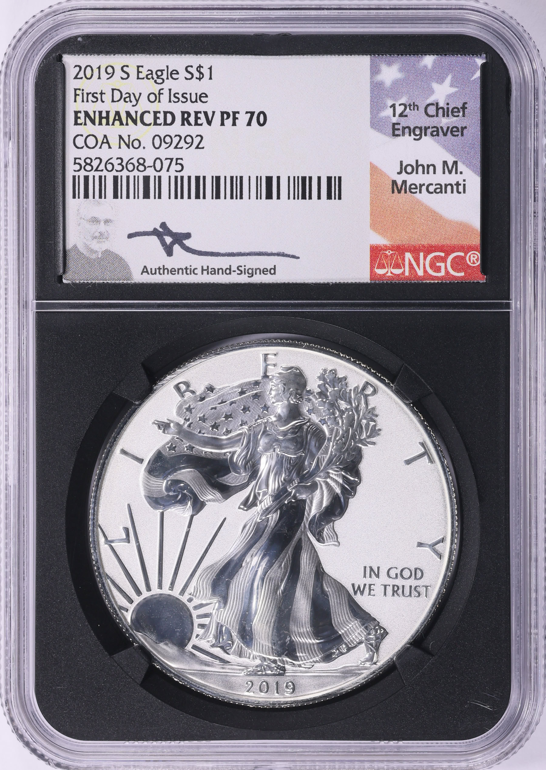 2019-S $1 Silver Eagle Enhanced Reverse Proof First Day of Issue