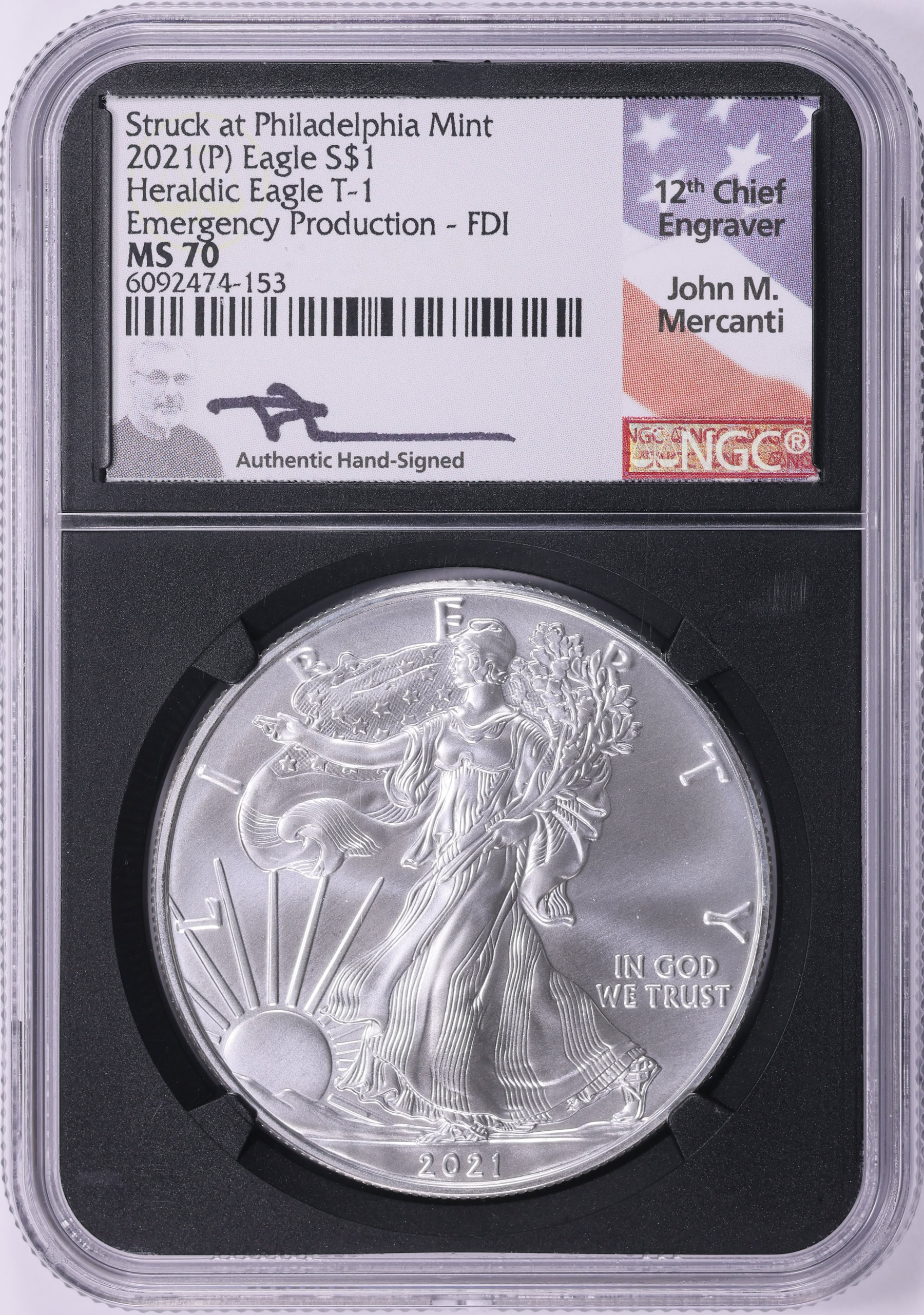 2021-(P) $1 Silver Eagle Type 1 Struck at Philadelphia Emergency