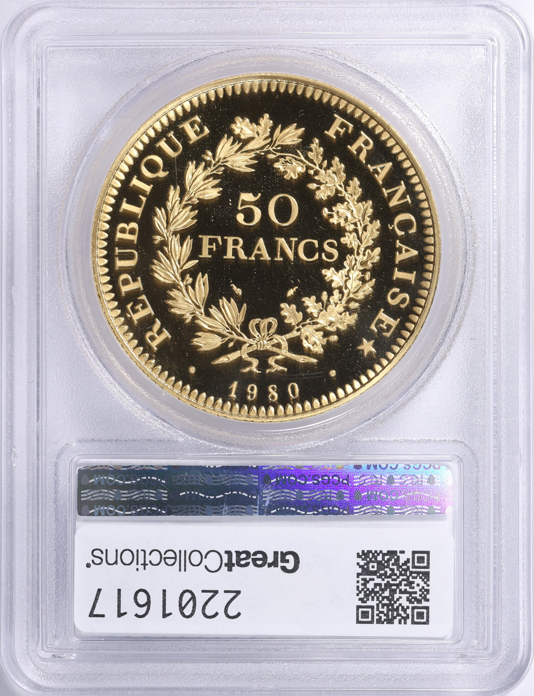 France 1980 Gold 50 Francs Piefdort KM-P681 PCGS SP-67 (AGW