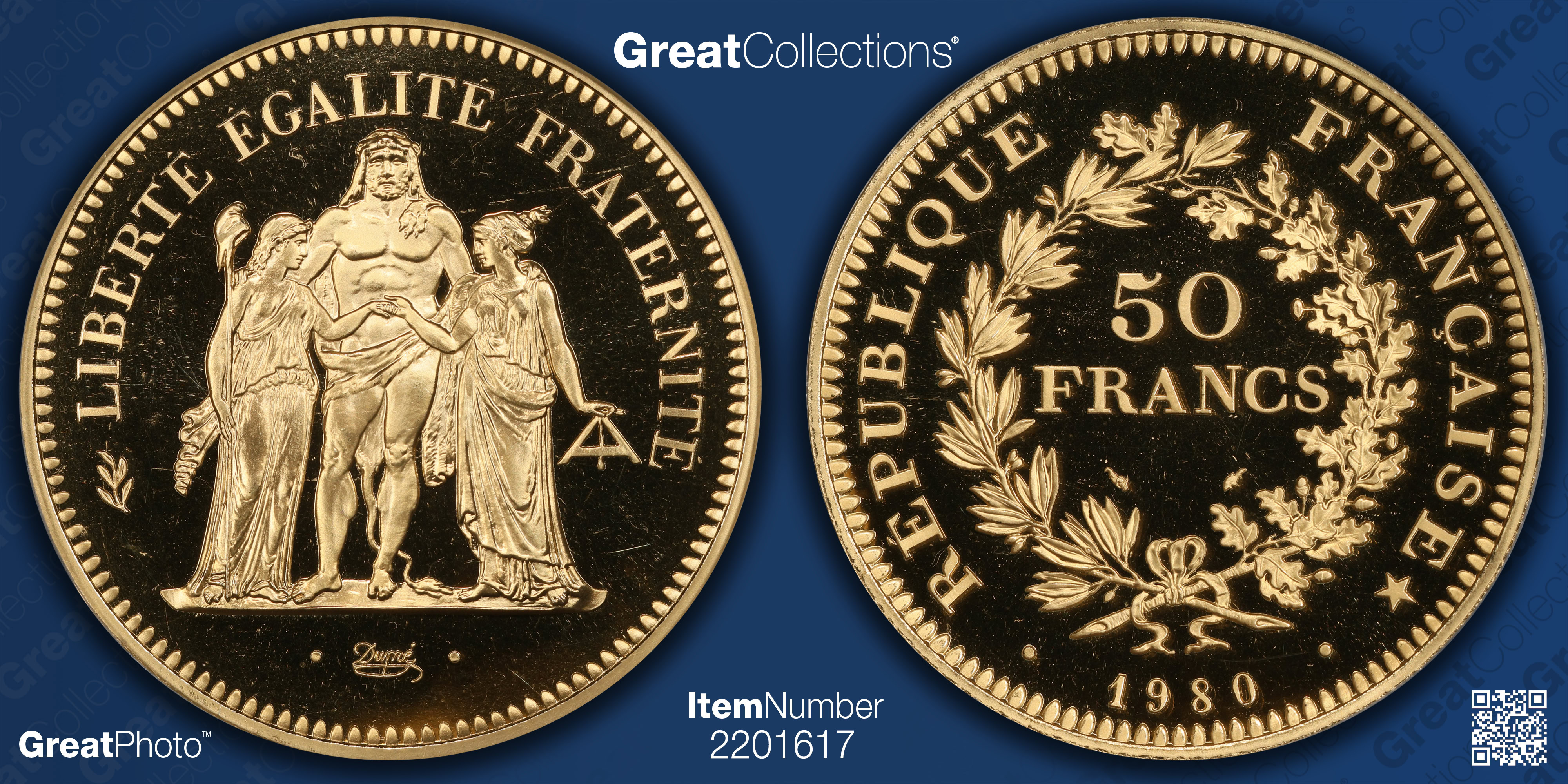 France 1980 Gold 50 Francs Piedfort KM-P681 PCGS SP-67 (AGW