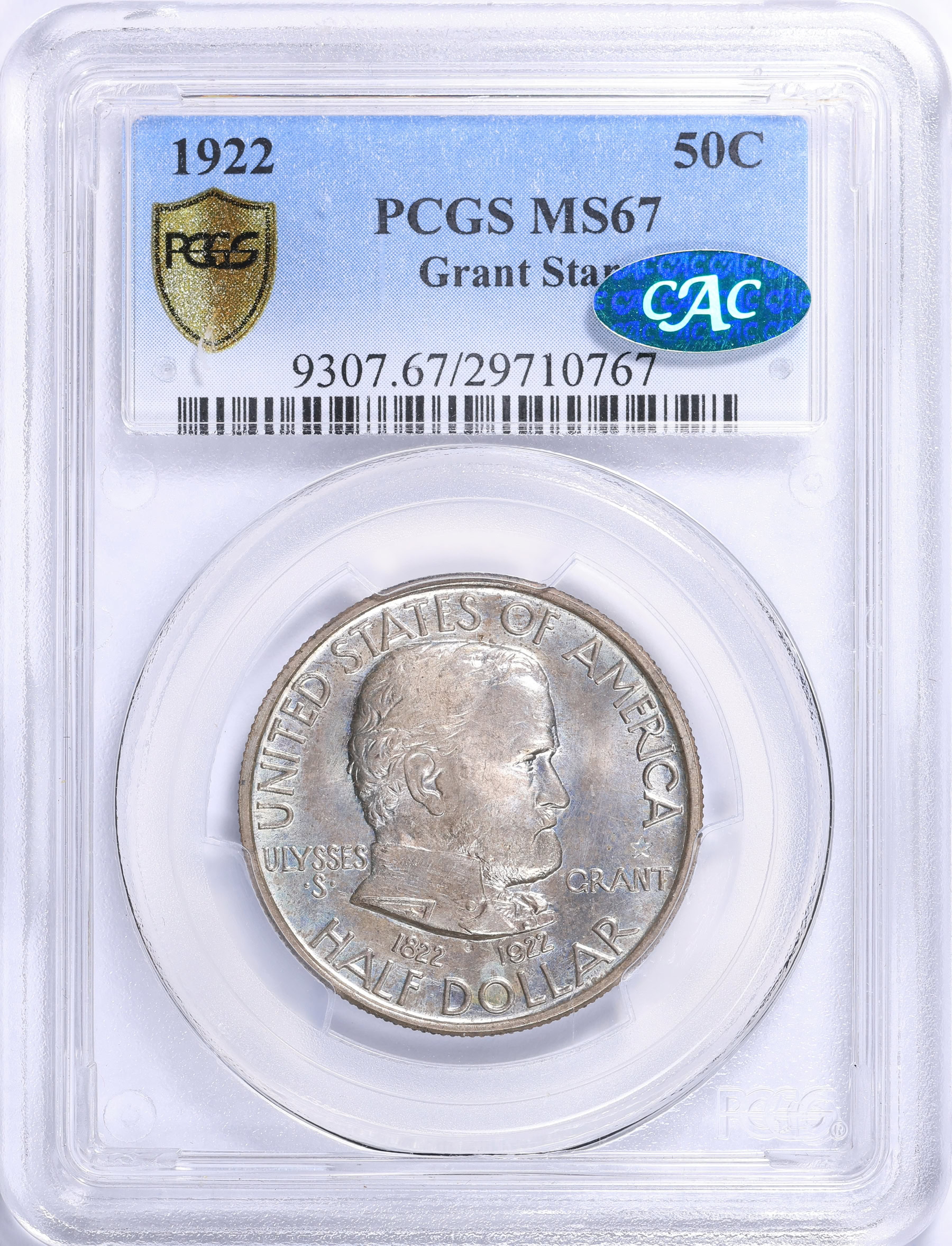 1922 Grant Memorial Half Dollar Star PCGS MS-67 (CAC Green) (Item