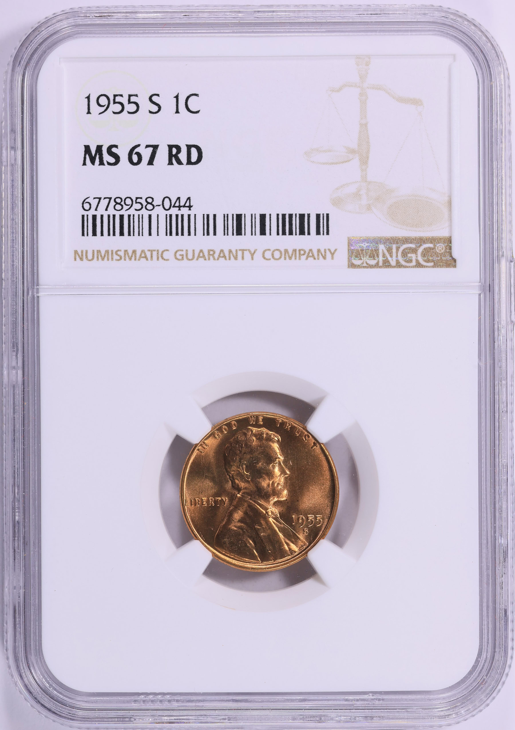 1955-S Lincoln Cent NGC MS-67 RD (Item 2201832) | GreatCollections
