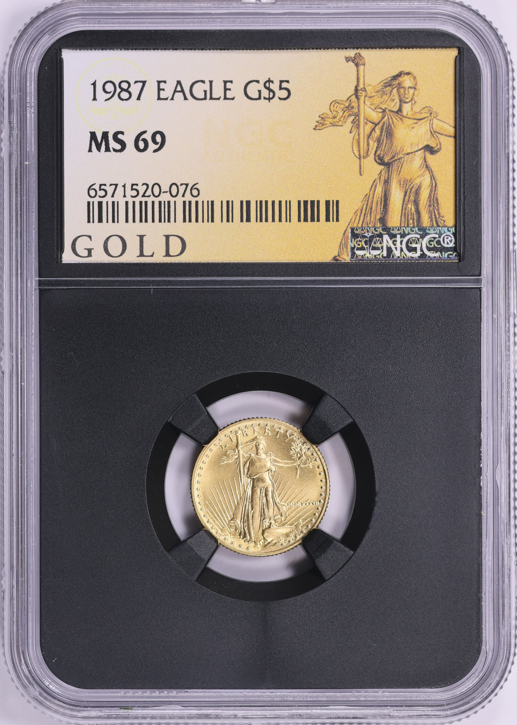 1987 $5 Tenth-Ounce Gold American Eagle NGC MS-69 (Black Retro