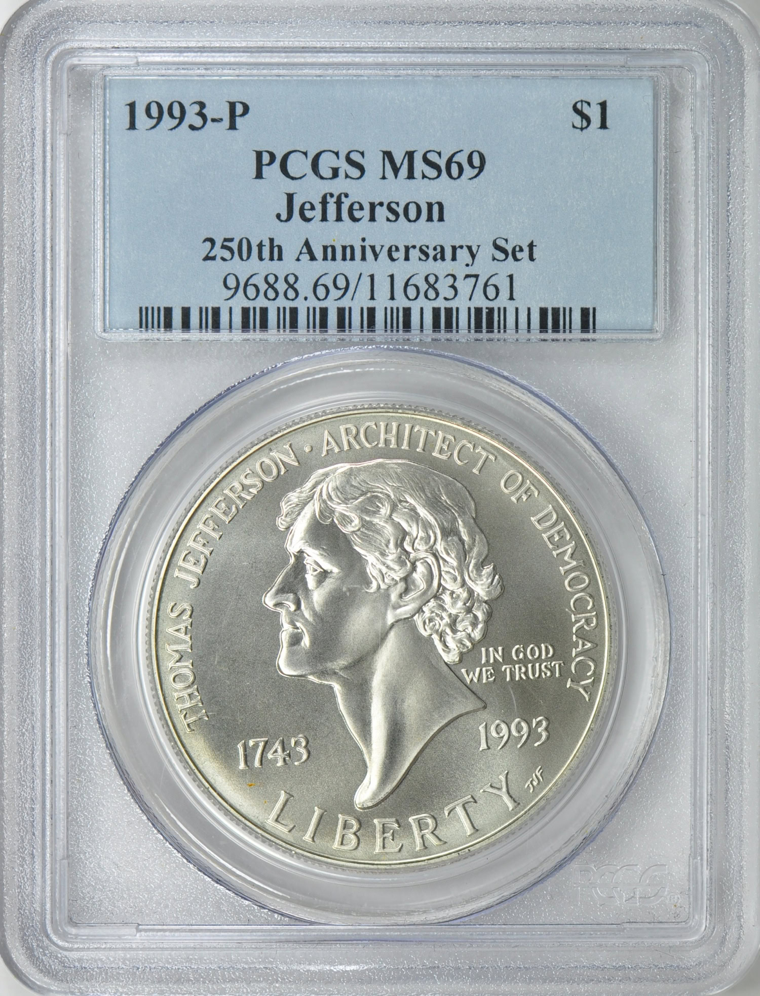 1993-P Thomas Jefferson Silver Dollar (From 250th Anniversary Set