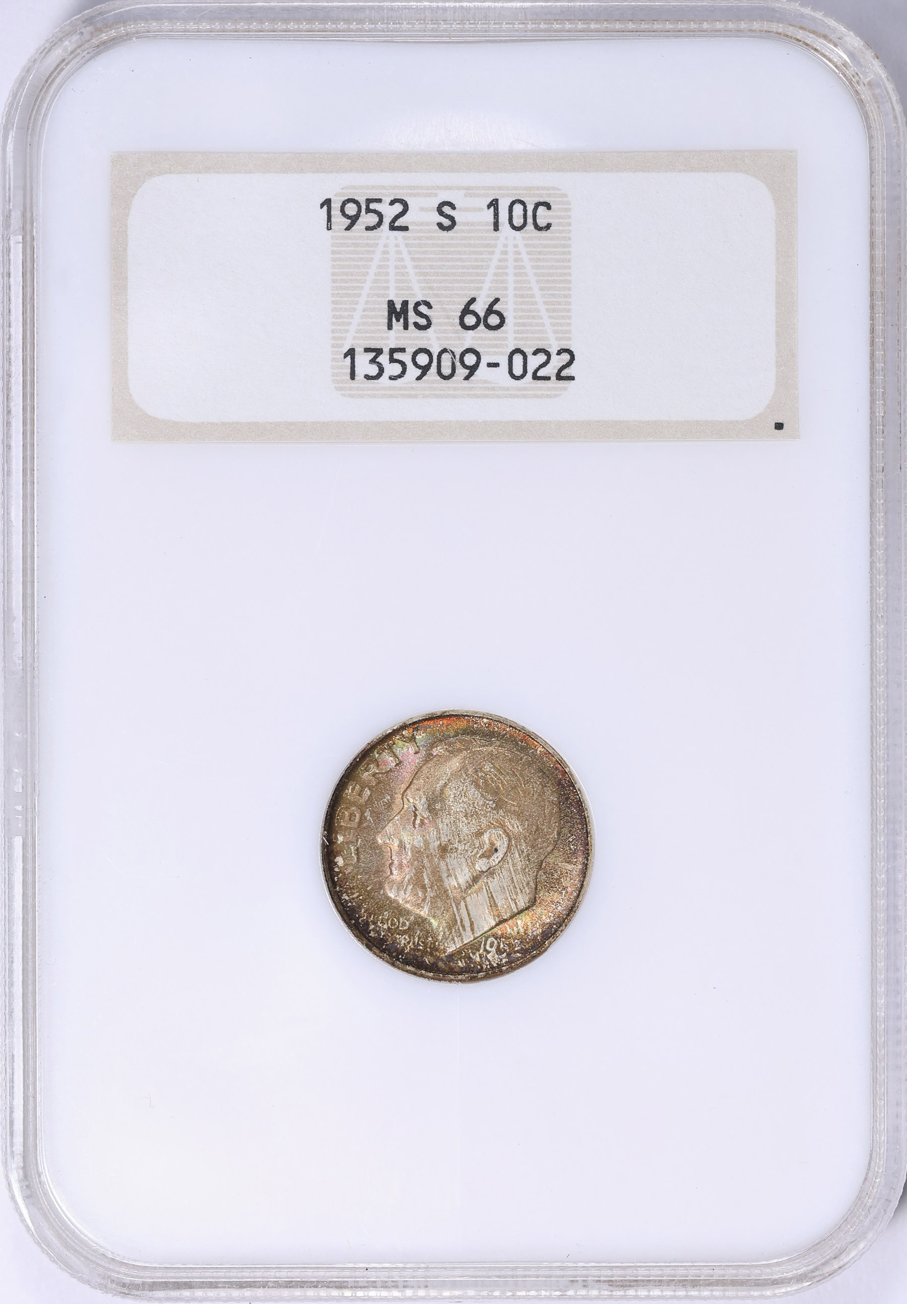 1952-S Roosevelt Dime NGC MS-66 OH (Toned) (Item 2203914