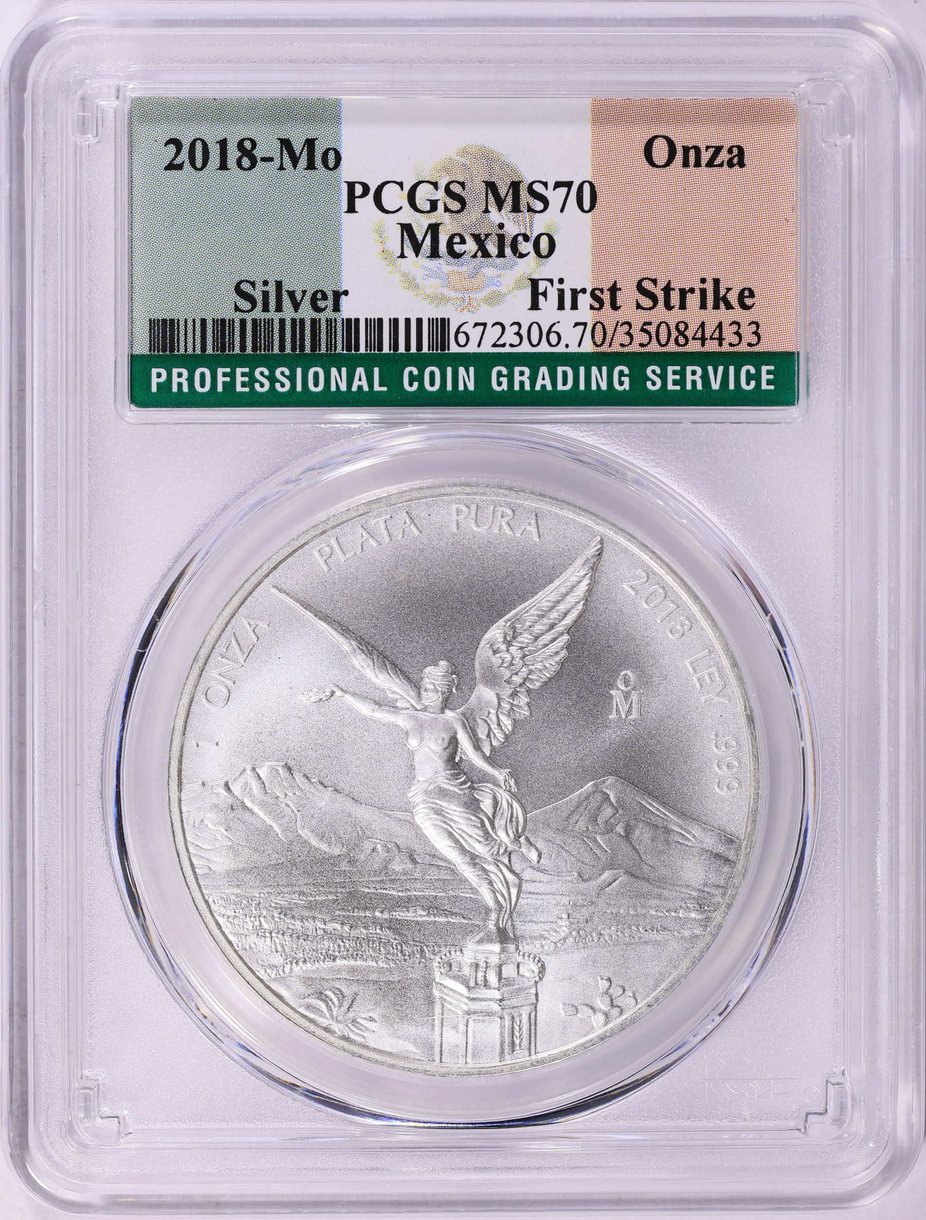 Mexico 2018-Mo Silver Onza Libertad KM-639 First Strike PCGS MS-70