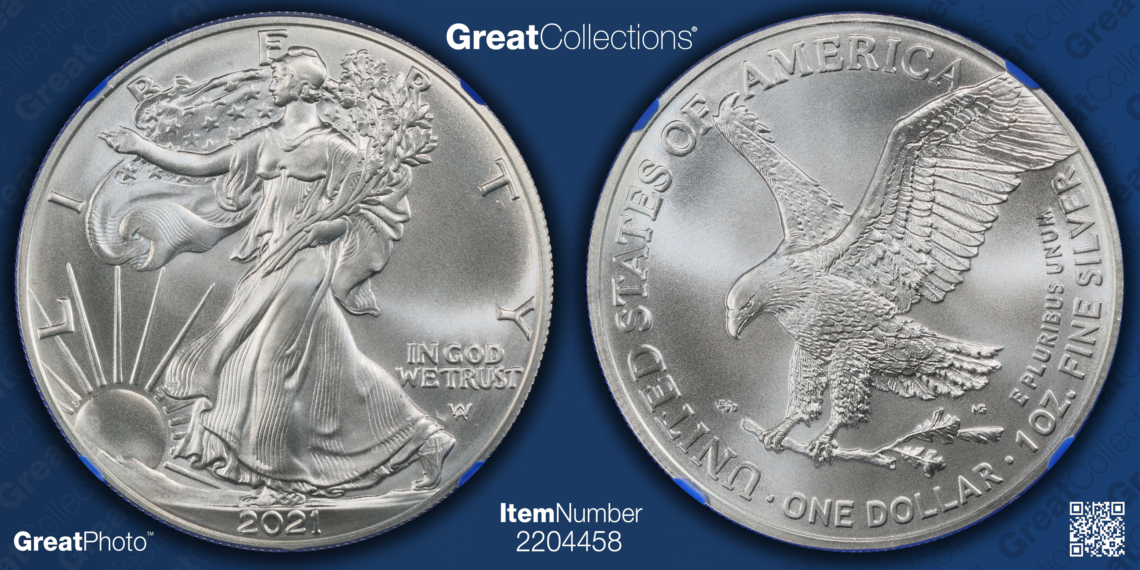 2021 $1 Silver Eagle Type 2 First Day of Issue NGC MS-70 (Blue
