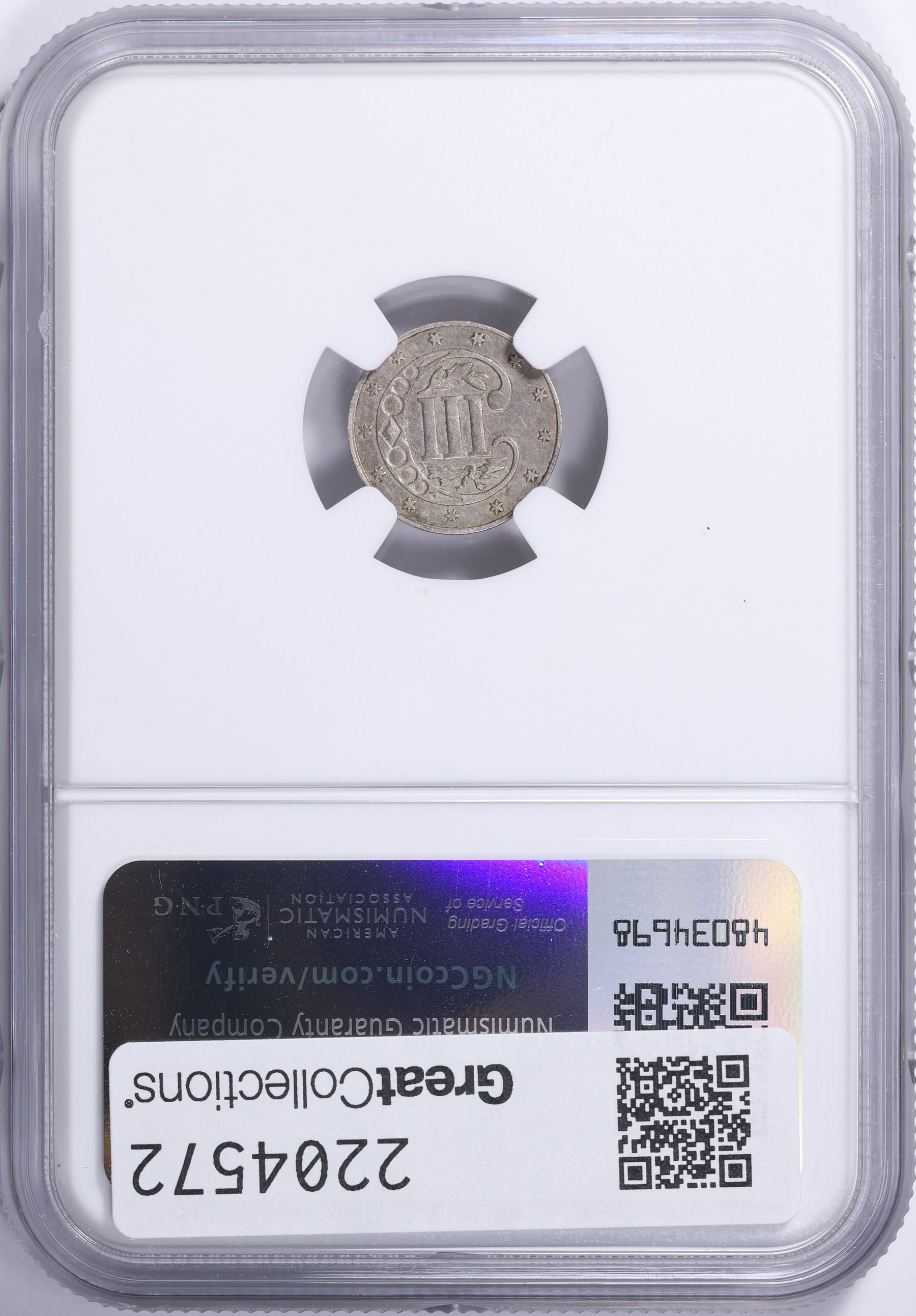 1862 Silver Three-Cent Piece NGC AU-53 (Item 2204572