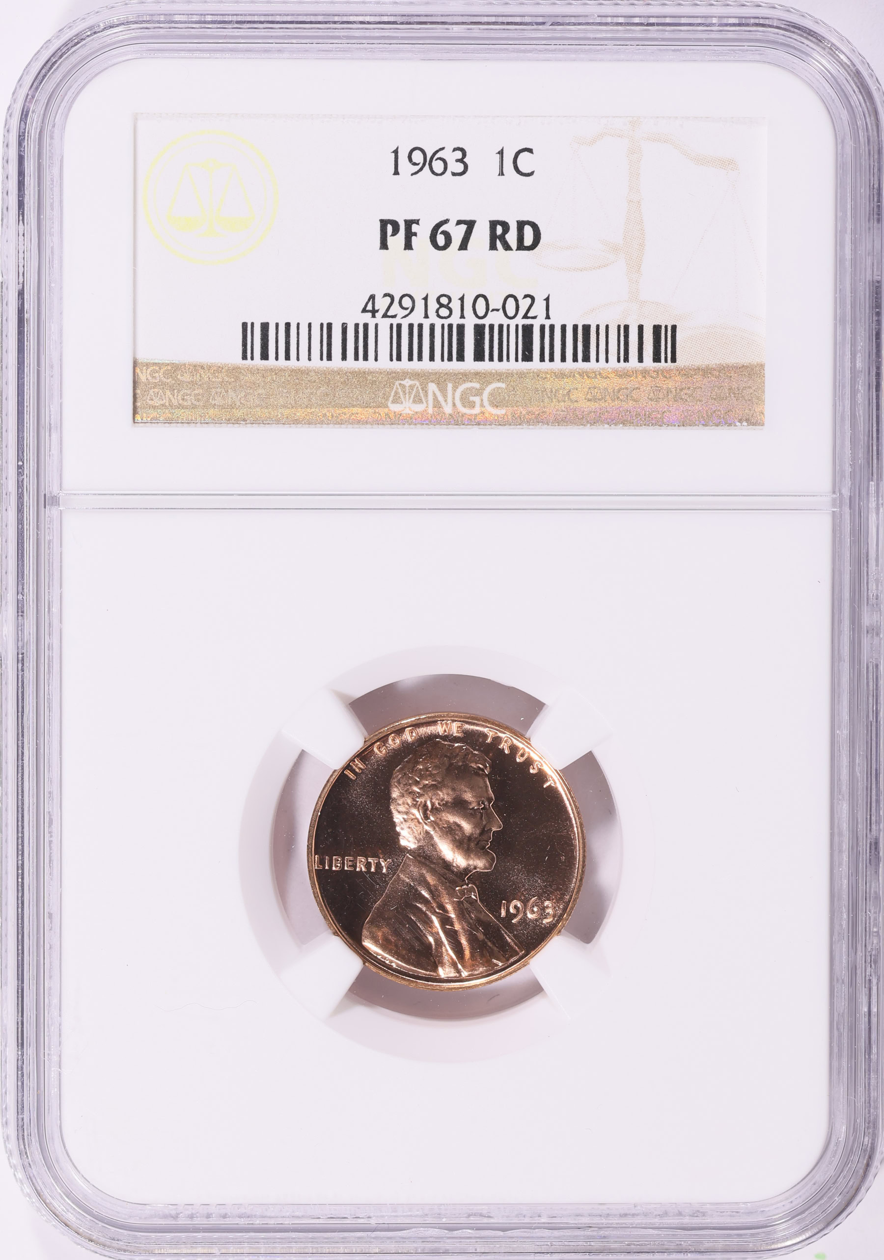 アメリカ旧貨幣コレクション 1963-1998 1963 Lincoln Cent NGC Proof-67 RD (Item 2206391