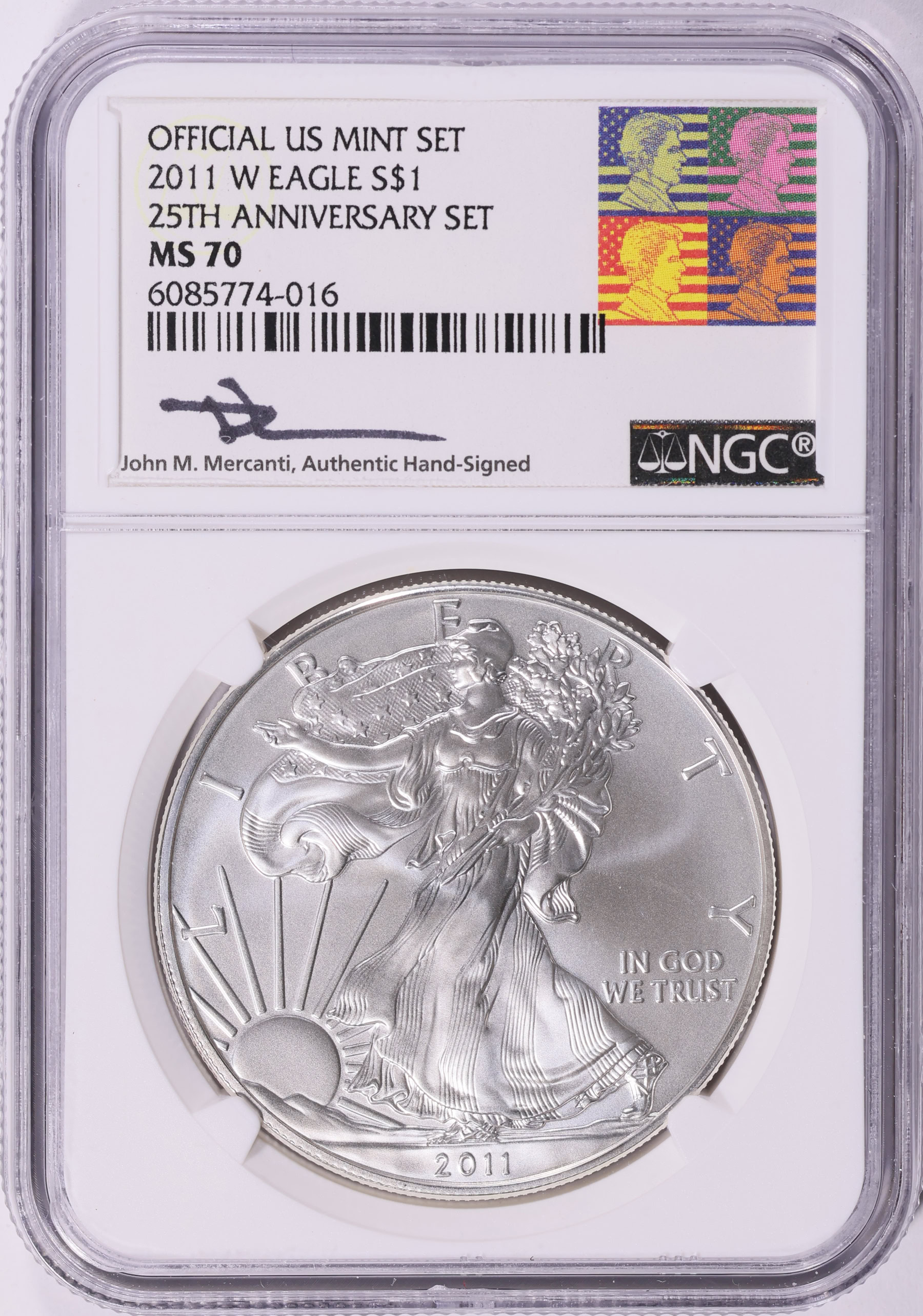 2011-W $1 Silver Eagle 25th Anniversary NGC MS-70 (Mercanti Signed