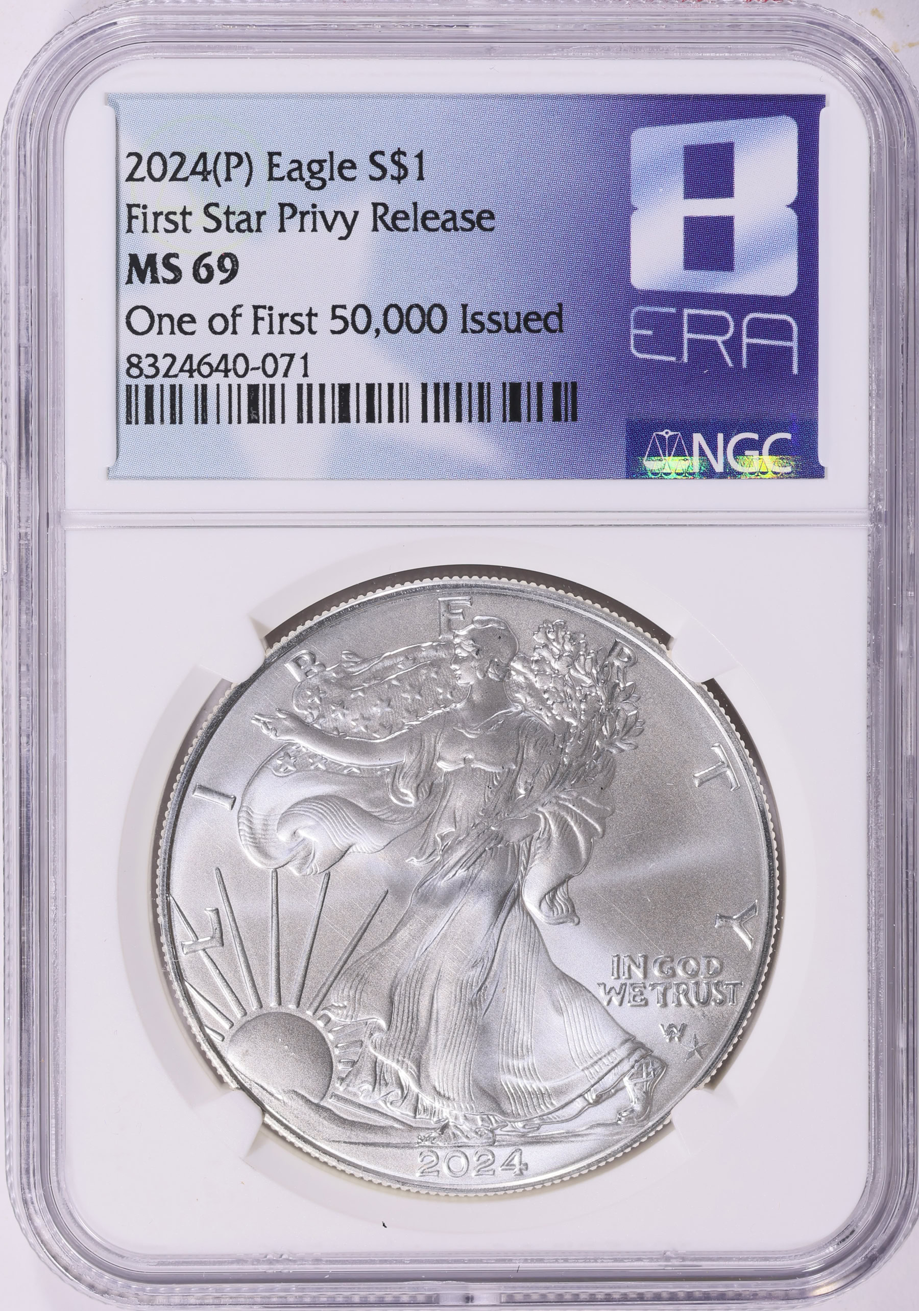 2024-(P) $1 Silver Eagle with Star Privy 1 of First 50,000 Issued