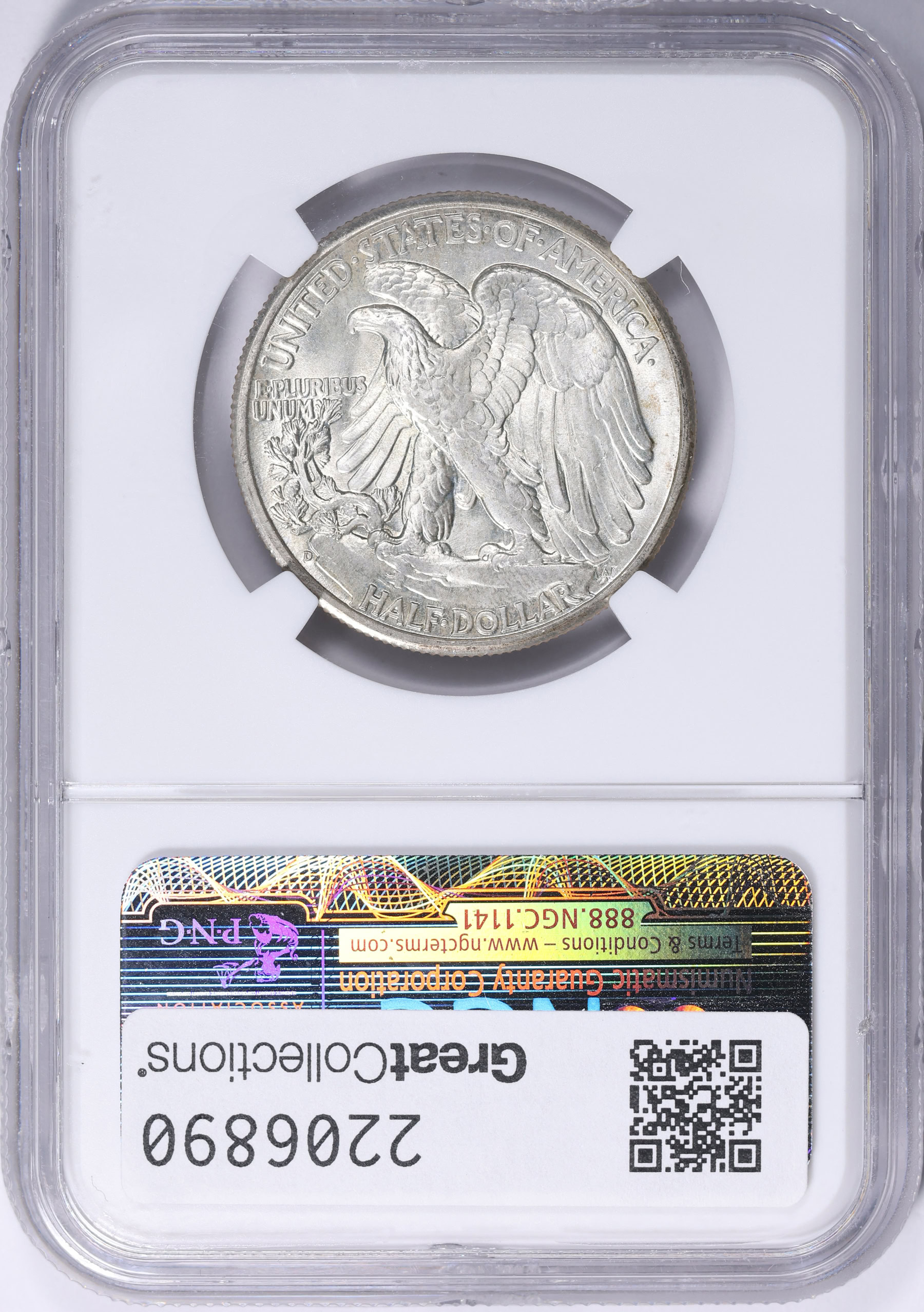 【極美品・即購入OK・本物保証】1967年 イタリア500リラMS64 NGC 1945-D Walking Liberty Half Dollar NGC MS-67 (CAC Green) (Item