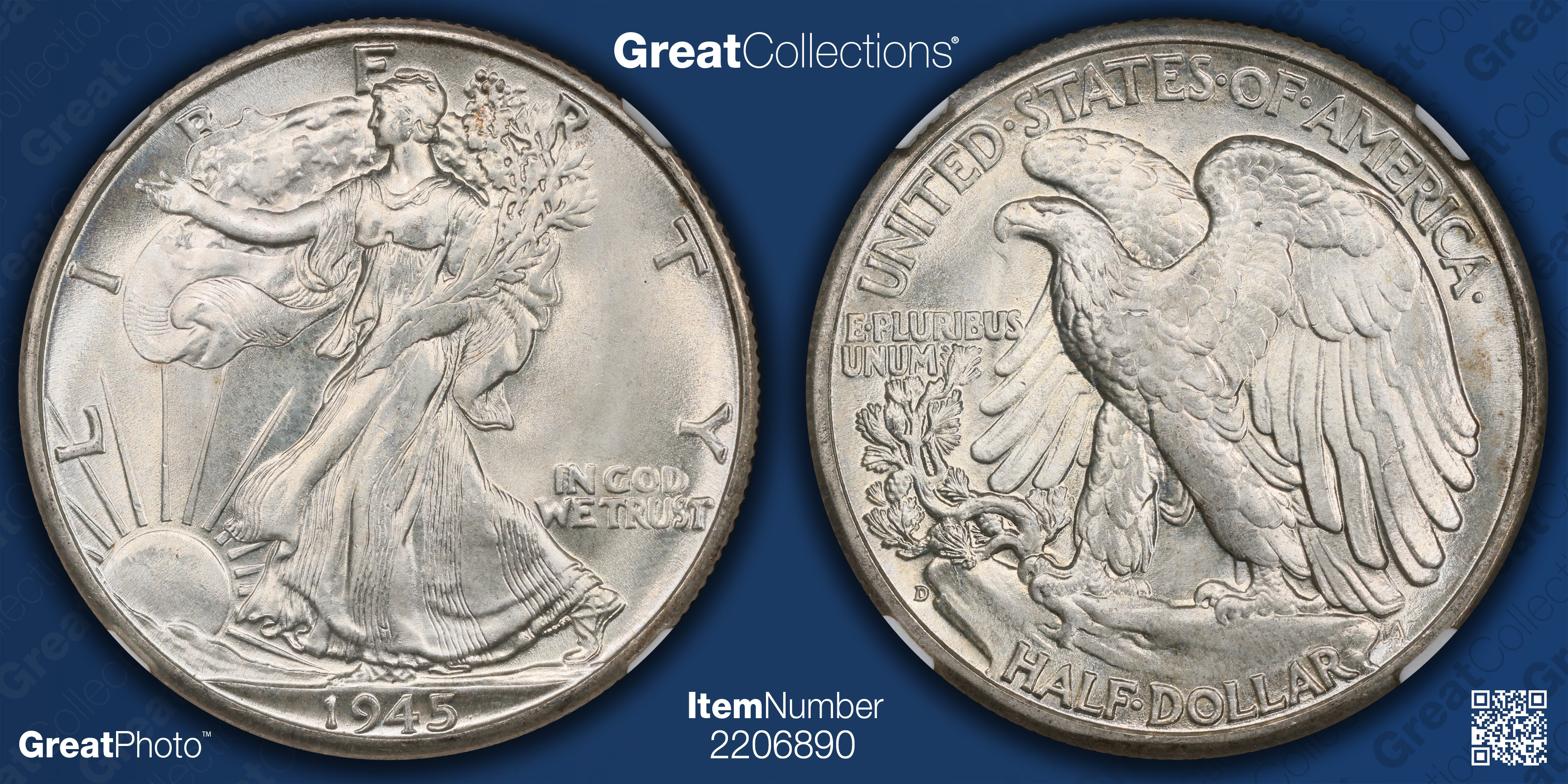 1945-D Walking Liberty Half Dollar NGC MS-67 (CAC Green) (Item