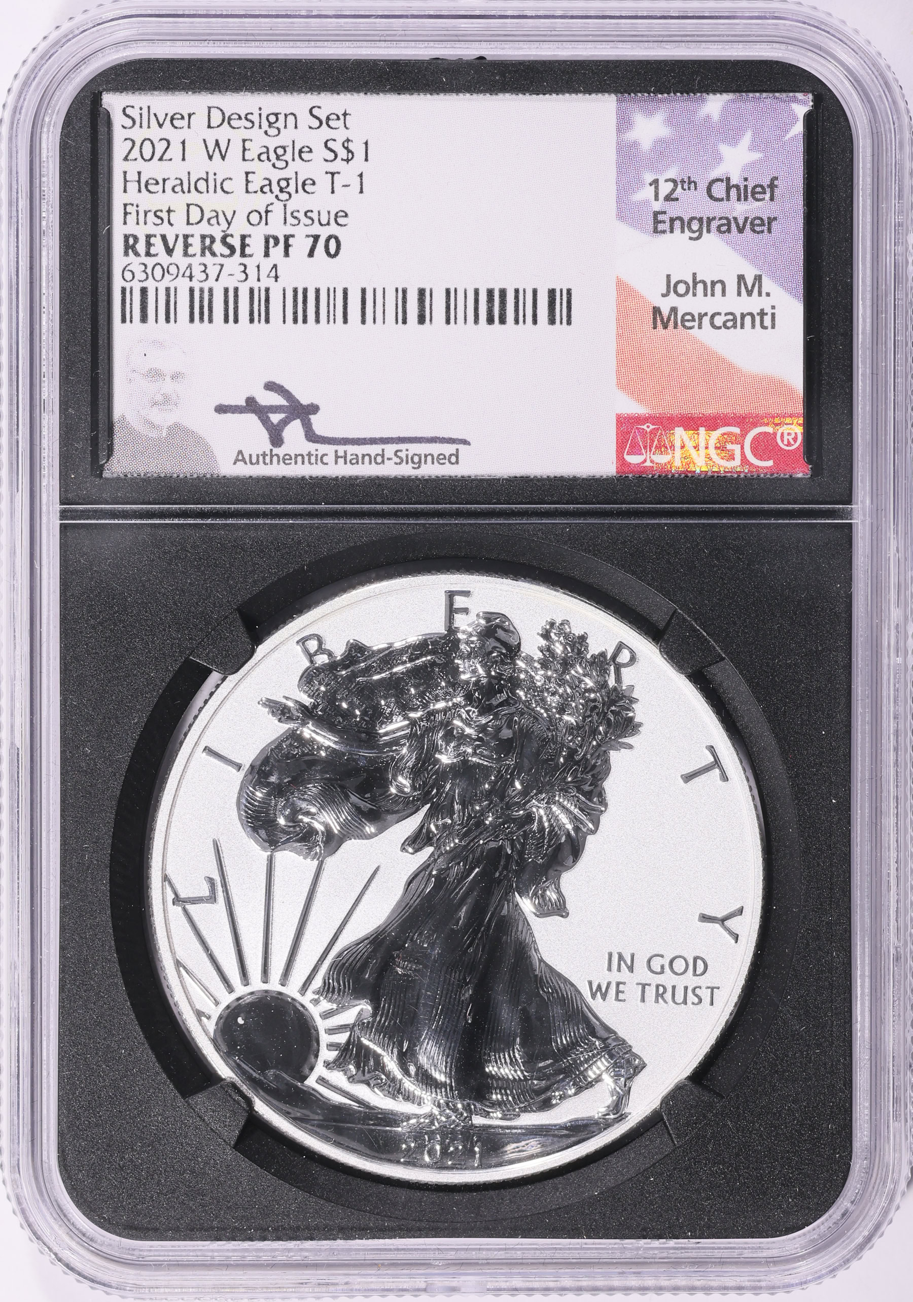2021-W $1 Silver Eagle Reverse Proof Type 1 Designer Edition First