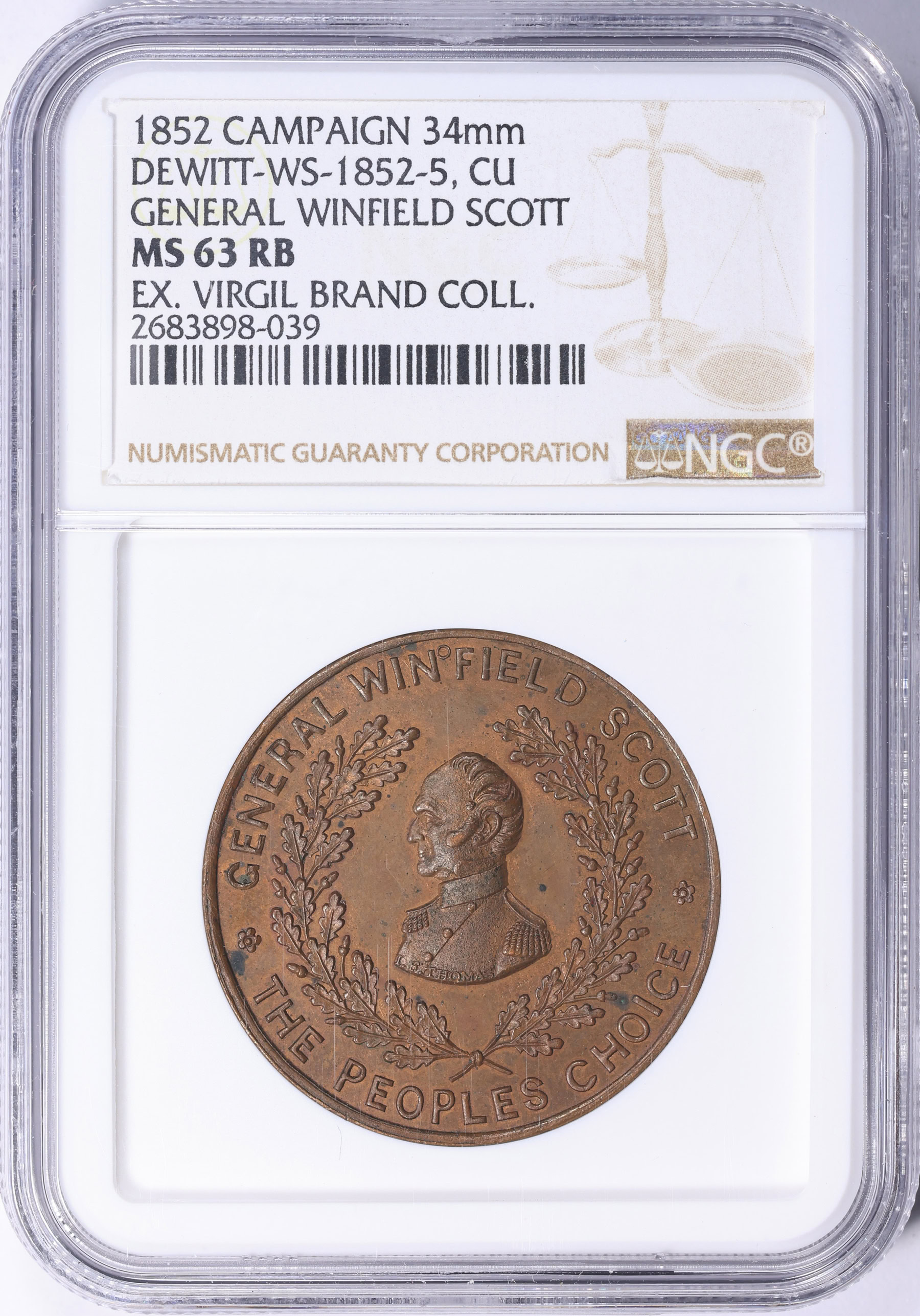 1852 Copper 34mm General Winfield Scott - Nominated by the