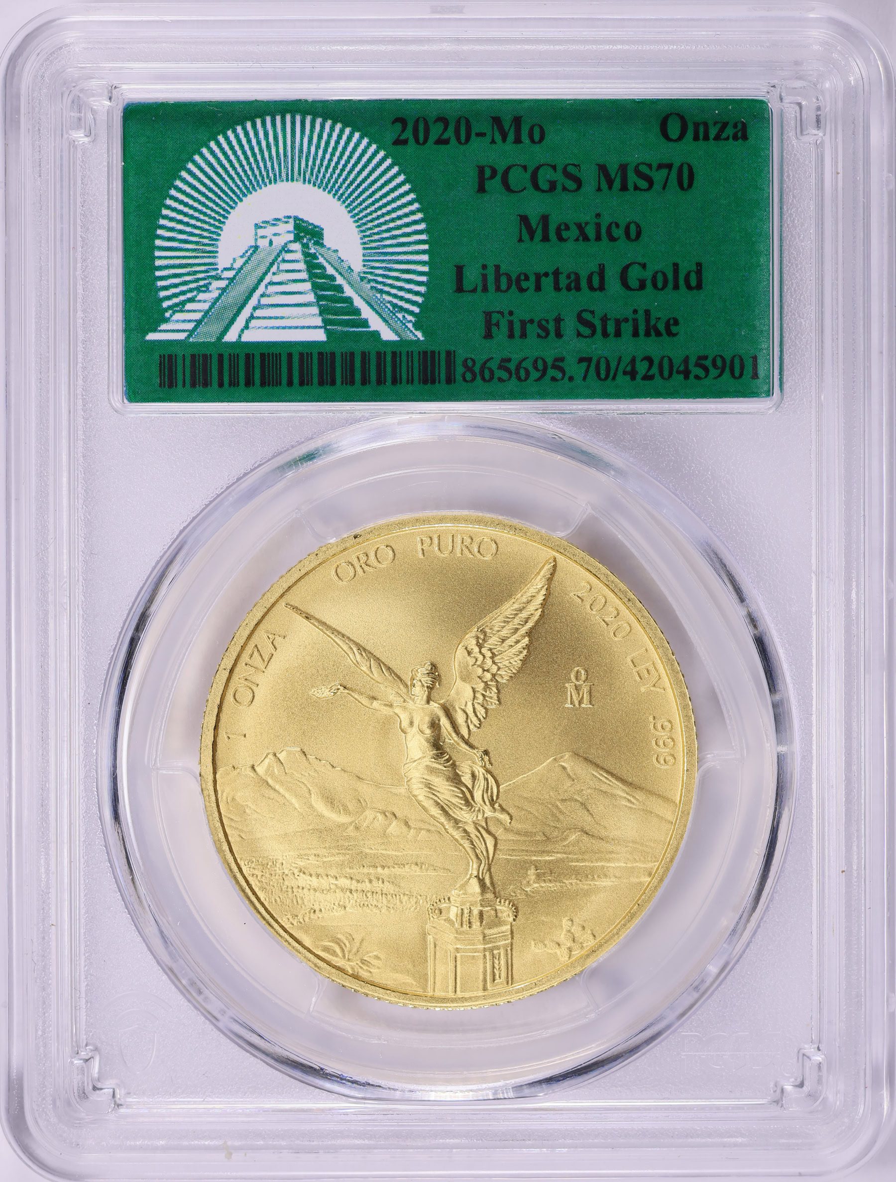 Mexico 2020-Mo Gold Onza Libertad First Strike KM-675 PCGS MS-70