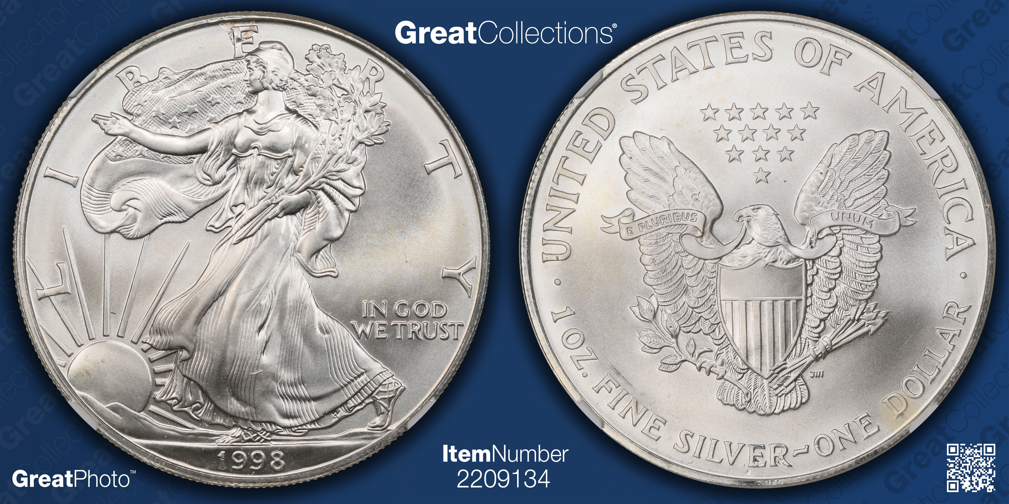 Mint Error 1998 $1 Silver Eagle Obverse Struck Through NGC MS-67