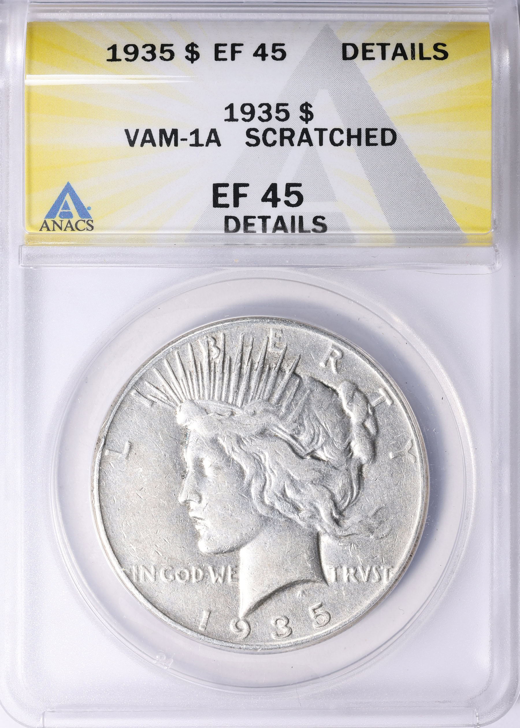 1935 Peace Silver Dollar VAM-1A ANACS XF-45 Details | ANACS Cert