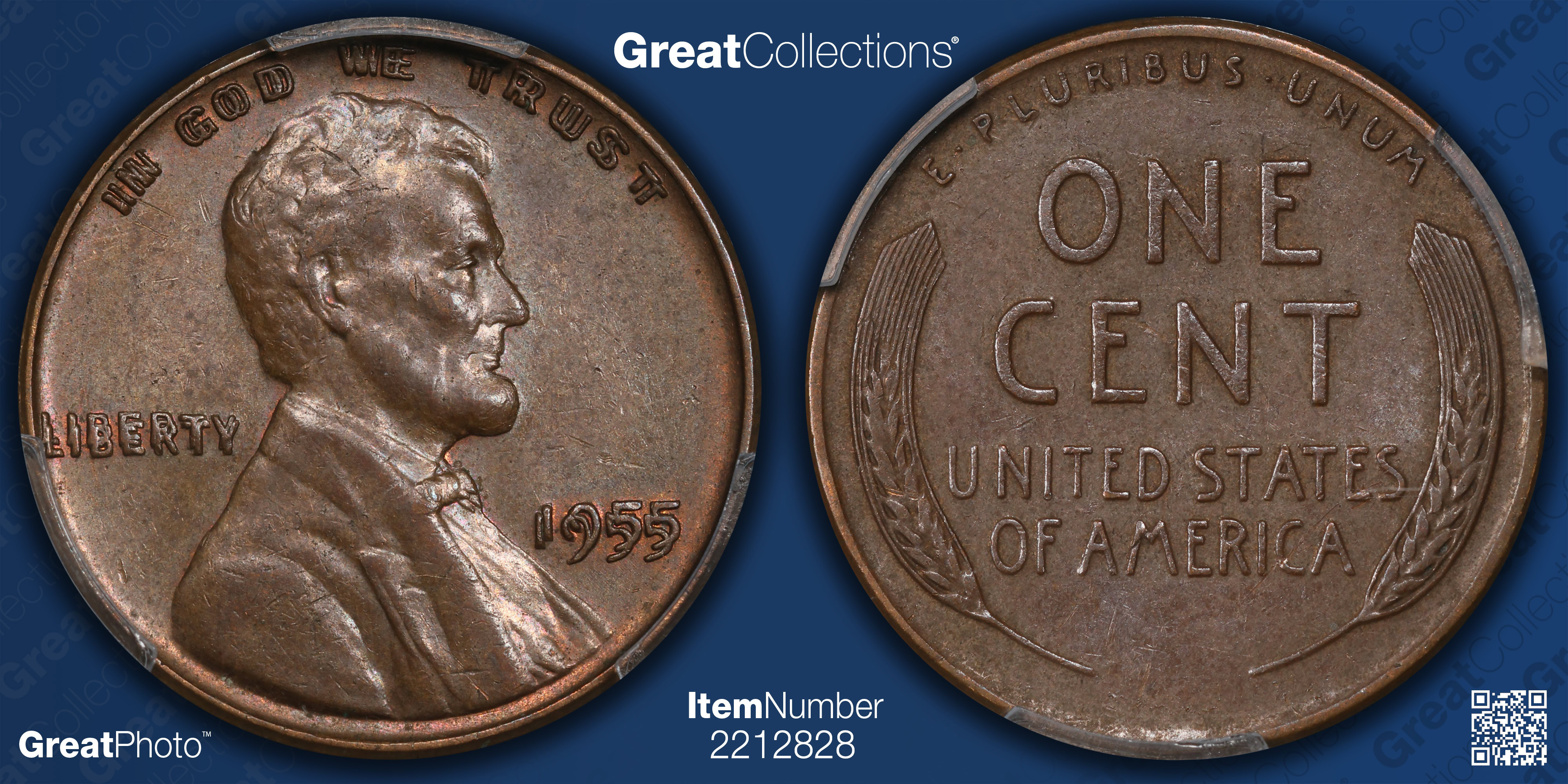 1955 Lincoln Cent Doubled Die Obverse FS-101 PCGS AU-55 BN (CAC