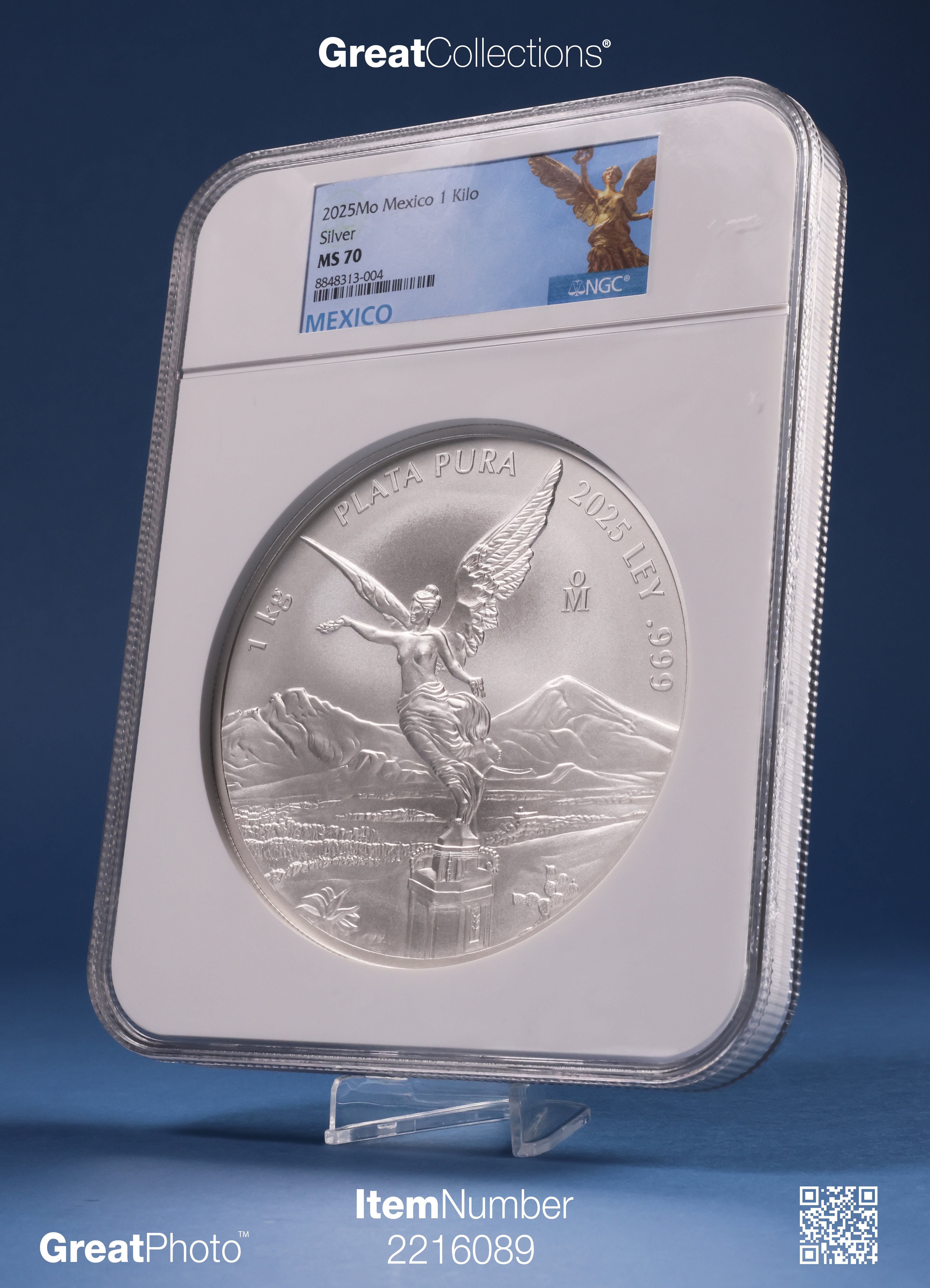 Mexico 2025-Mo Silver Kilo Libertad KM-677 NGC MS-70 (ASW