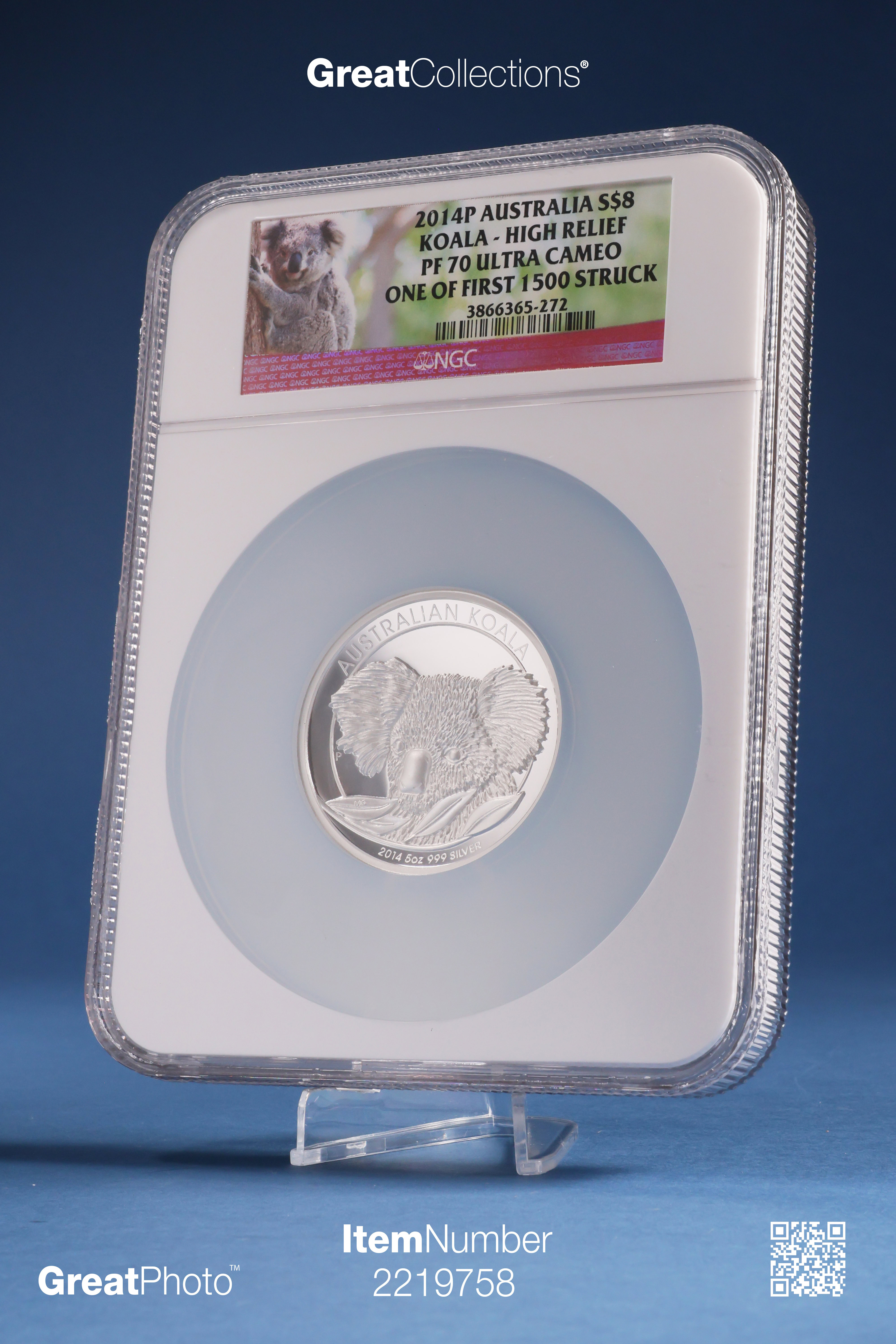 Australia 2014-P Silver $8 Koala High Relief NGC Proof-70 UC (ASW