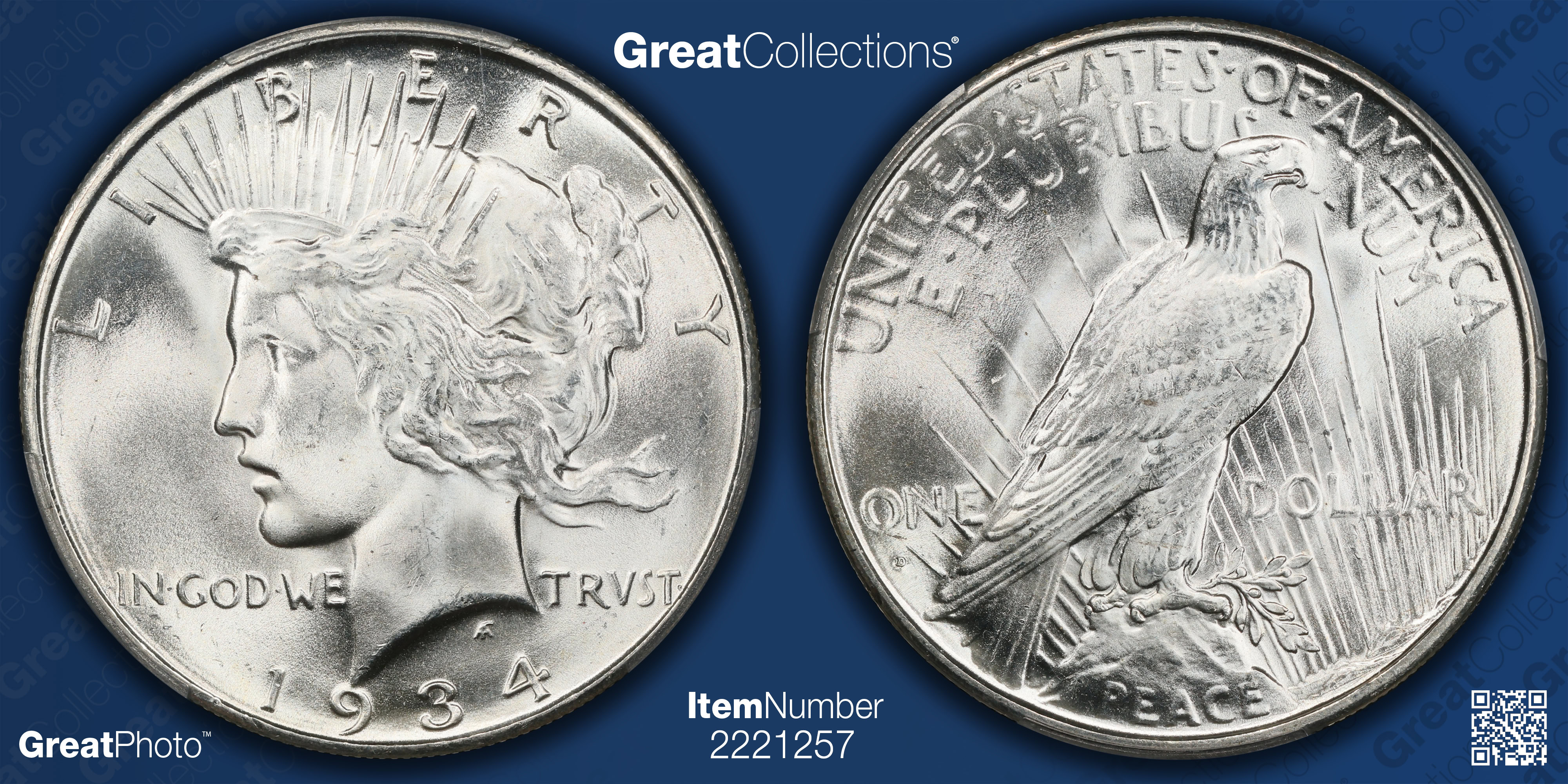 1934-D Peace Silver Dollar PCGS MS-66 (Item 2221257