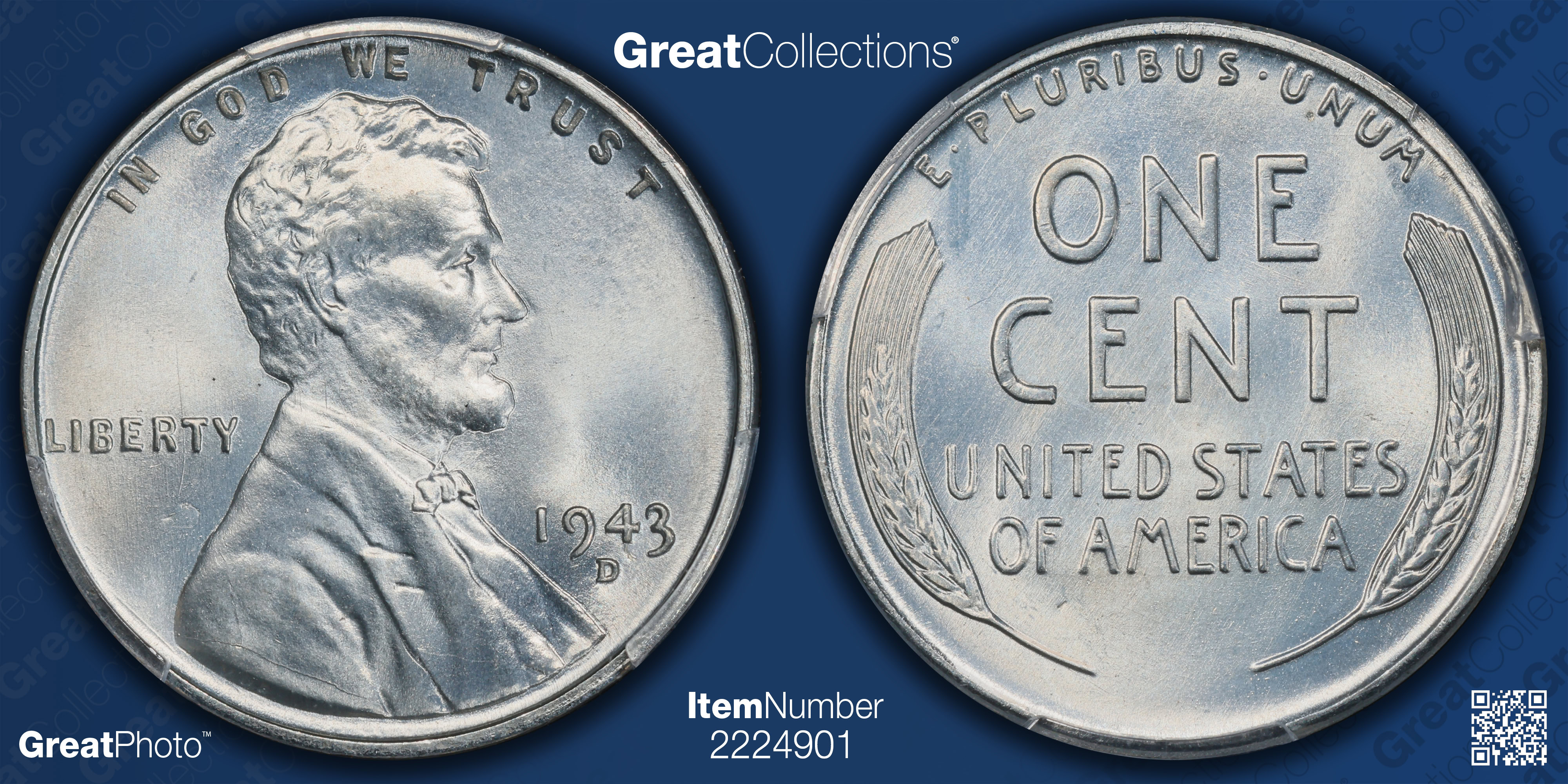 1943-D Lincoln Cent PCGS MS-67 (Item 2224901) | GreatCollections