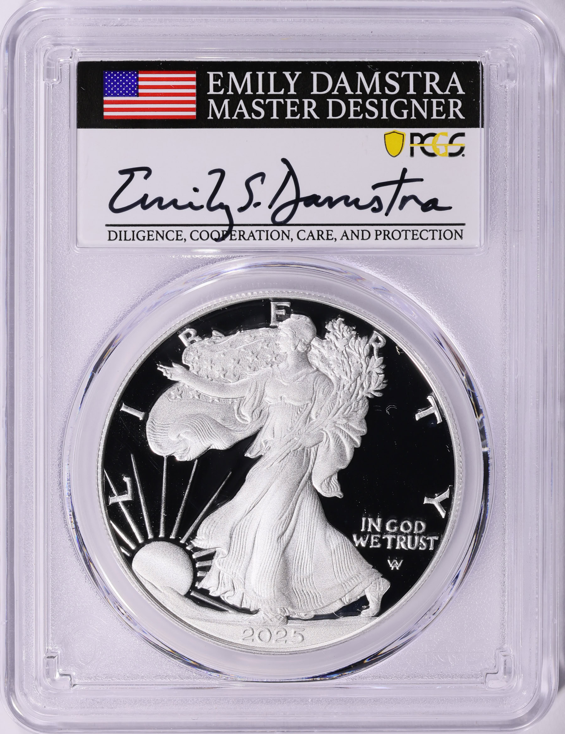2025-S $1 Silver Eagle Advanced Release PCGS Proof-70 DCAM (Emily