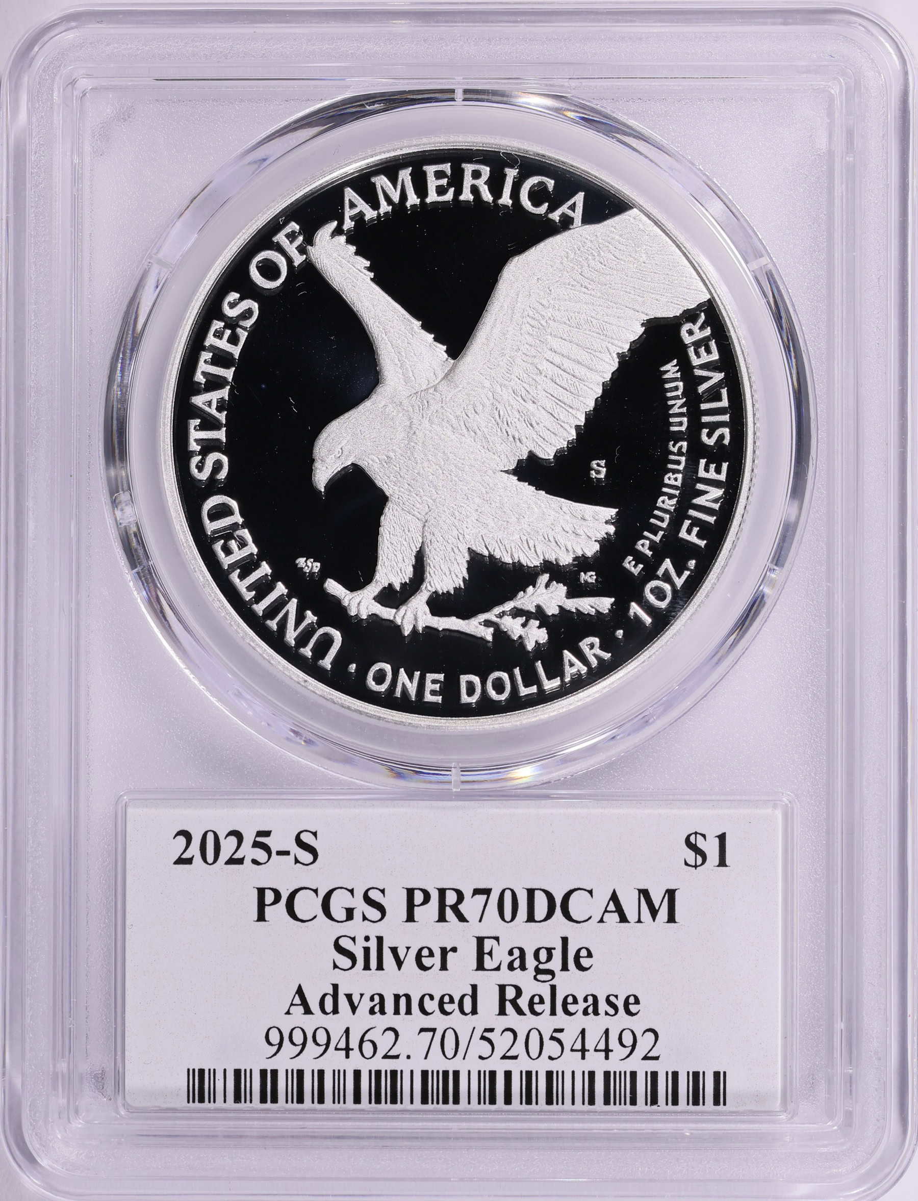 2025-S $1 Silver Eagle Advanced Release PCGS Proof-70 DCAM (Emily