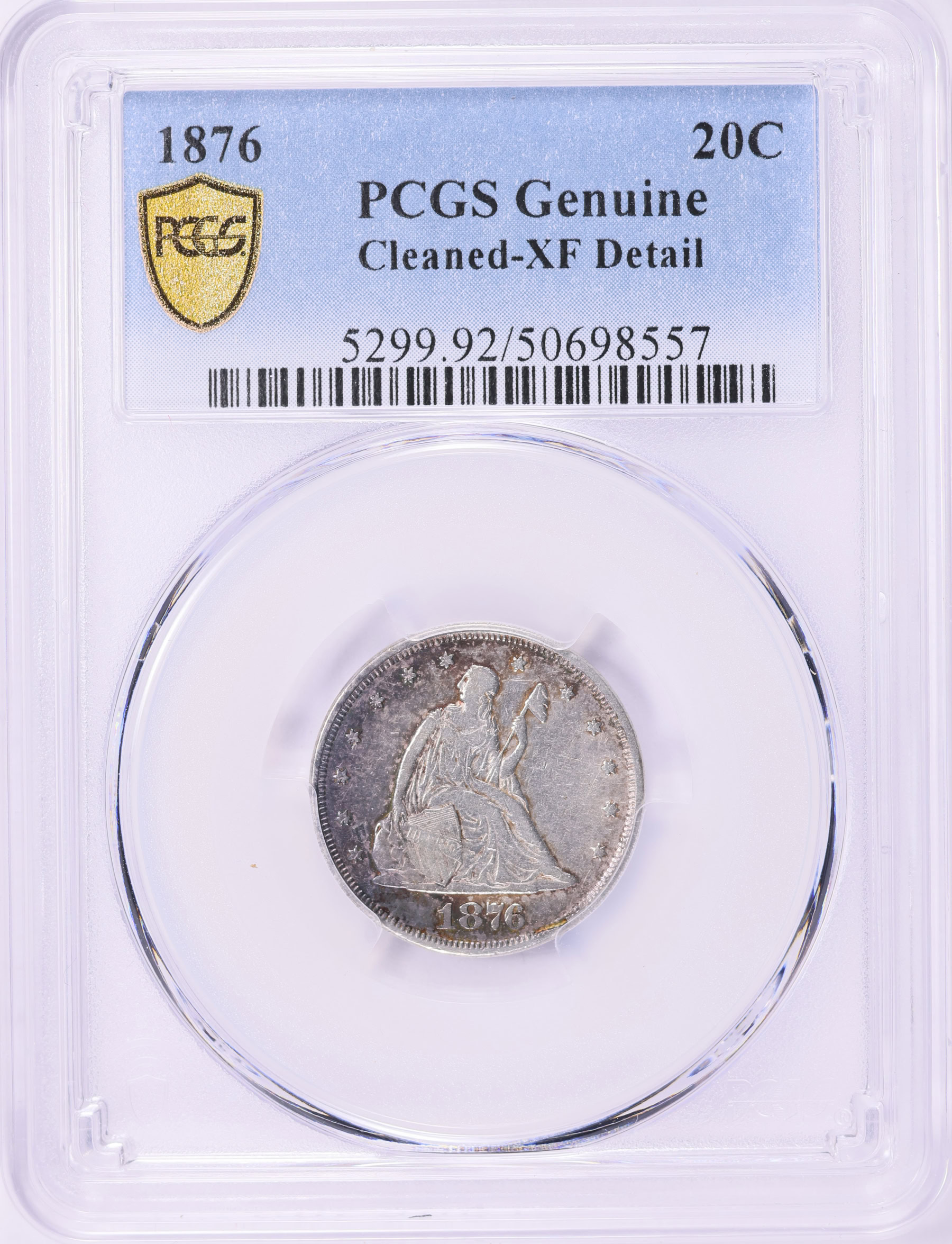 1876 Twenty-Cent Piece PCGS Genuine XF Details (Item 2226168