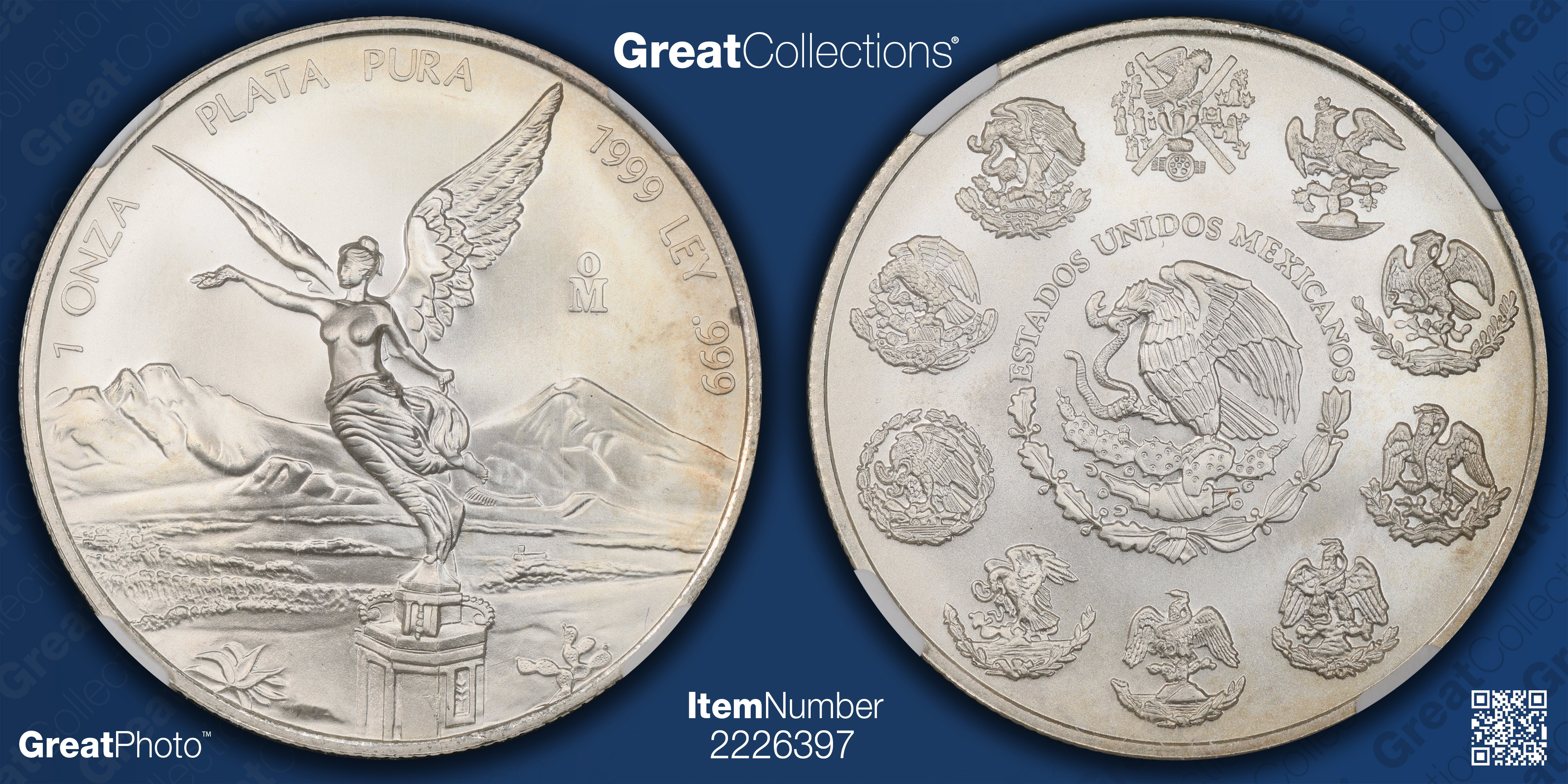 Mexico 1999-Mo Silver Onza Libertad Mule With Obverse of 2000 cf