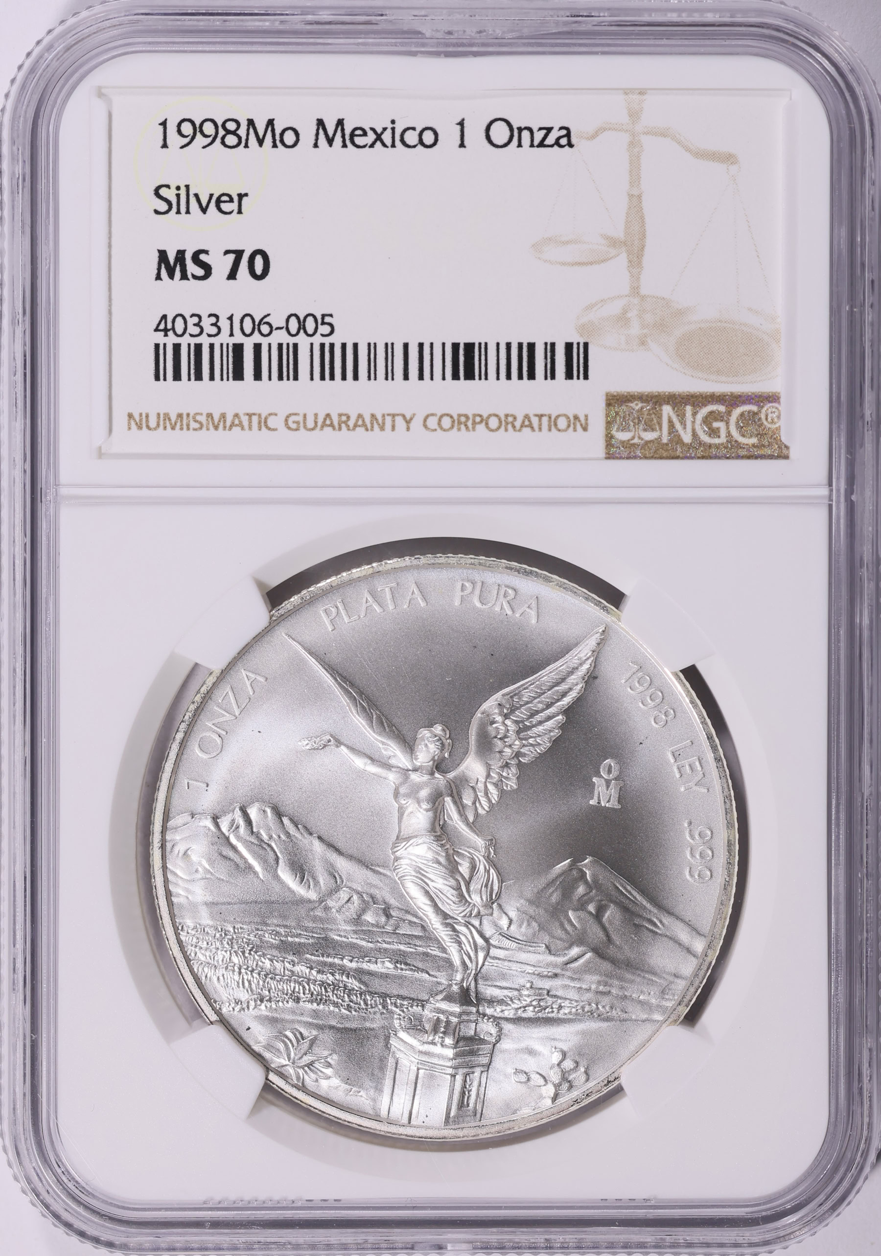 Mexico 1998-Mo Silver Onza Libertad KM-613 NGC MS-70 (Item 2226460