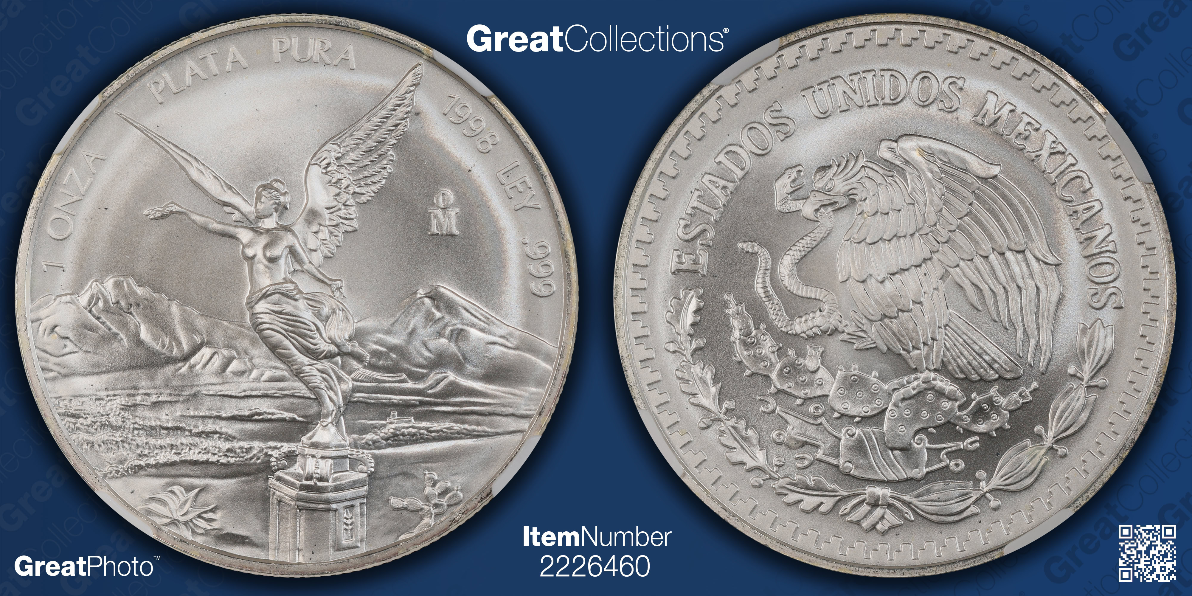 Mexico 1998-Mo Silver Onza Libertad KM-613 NGC MS-70 (Item 2226460