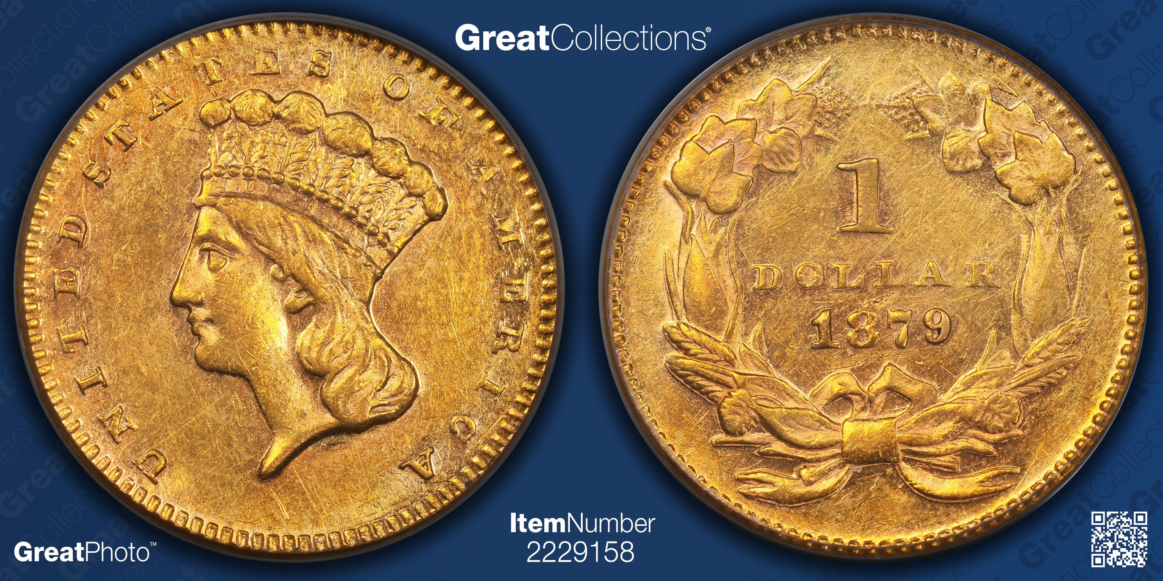 1879 Indian Princess Gold Dollar PCGS AU-55 OGH (Item 2229158