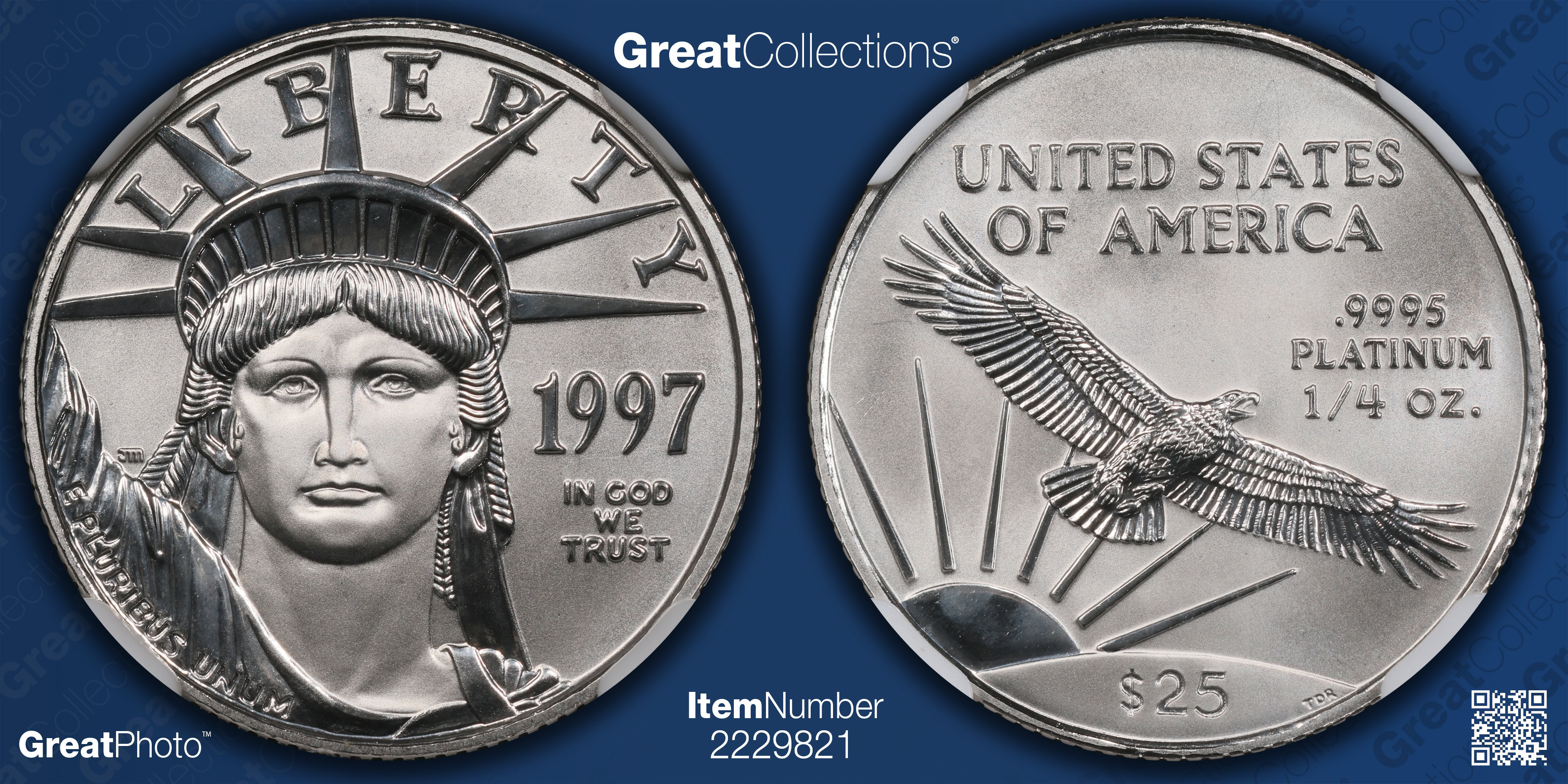 1997 $25 Quarter-Ounce Platinum American Eagle NGC MS-70 (Item