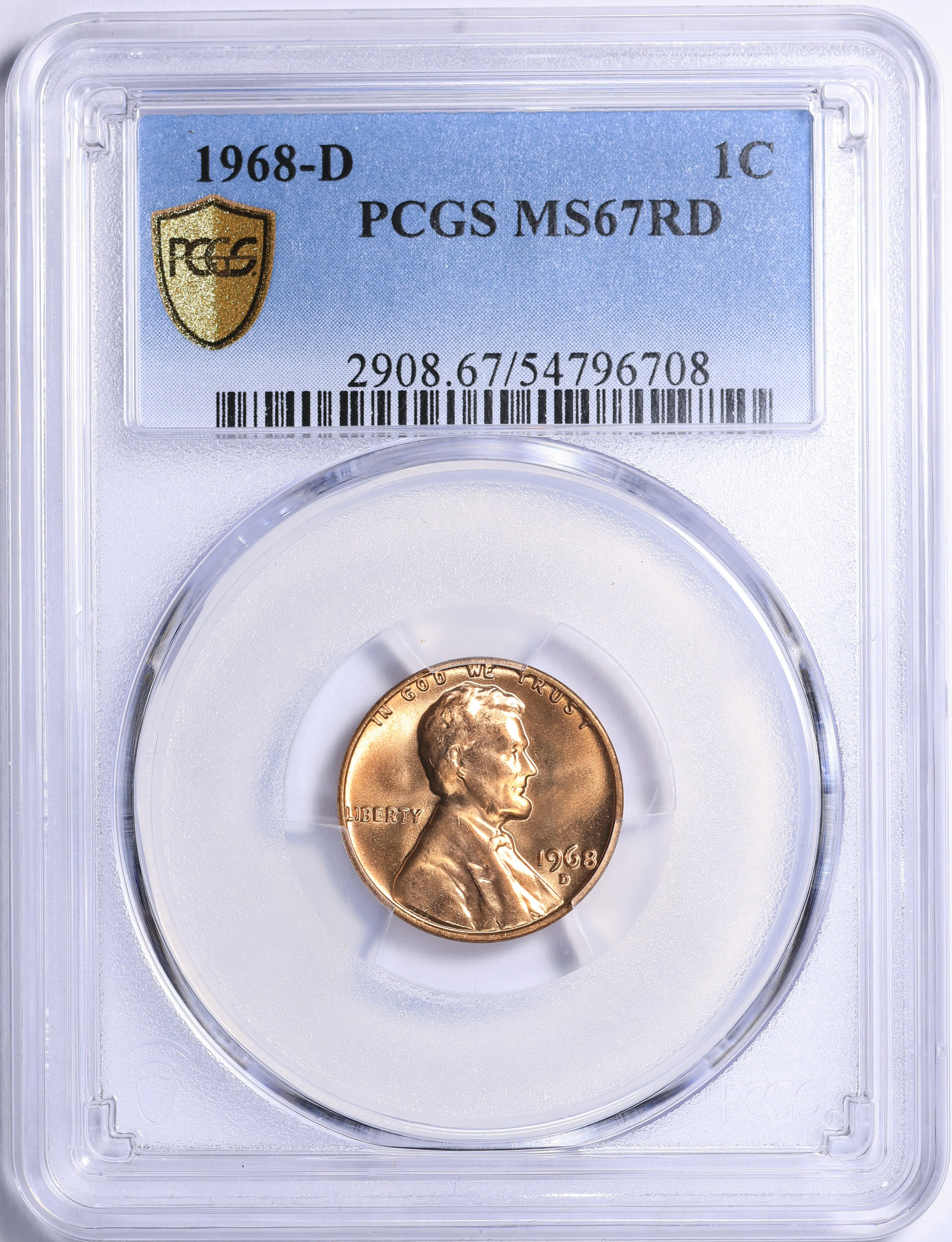1968-D Lincoln Cent PCGS MS67 RD — GreatCollections item 2230214