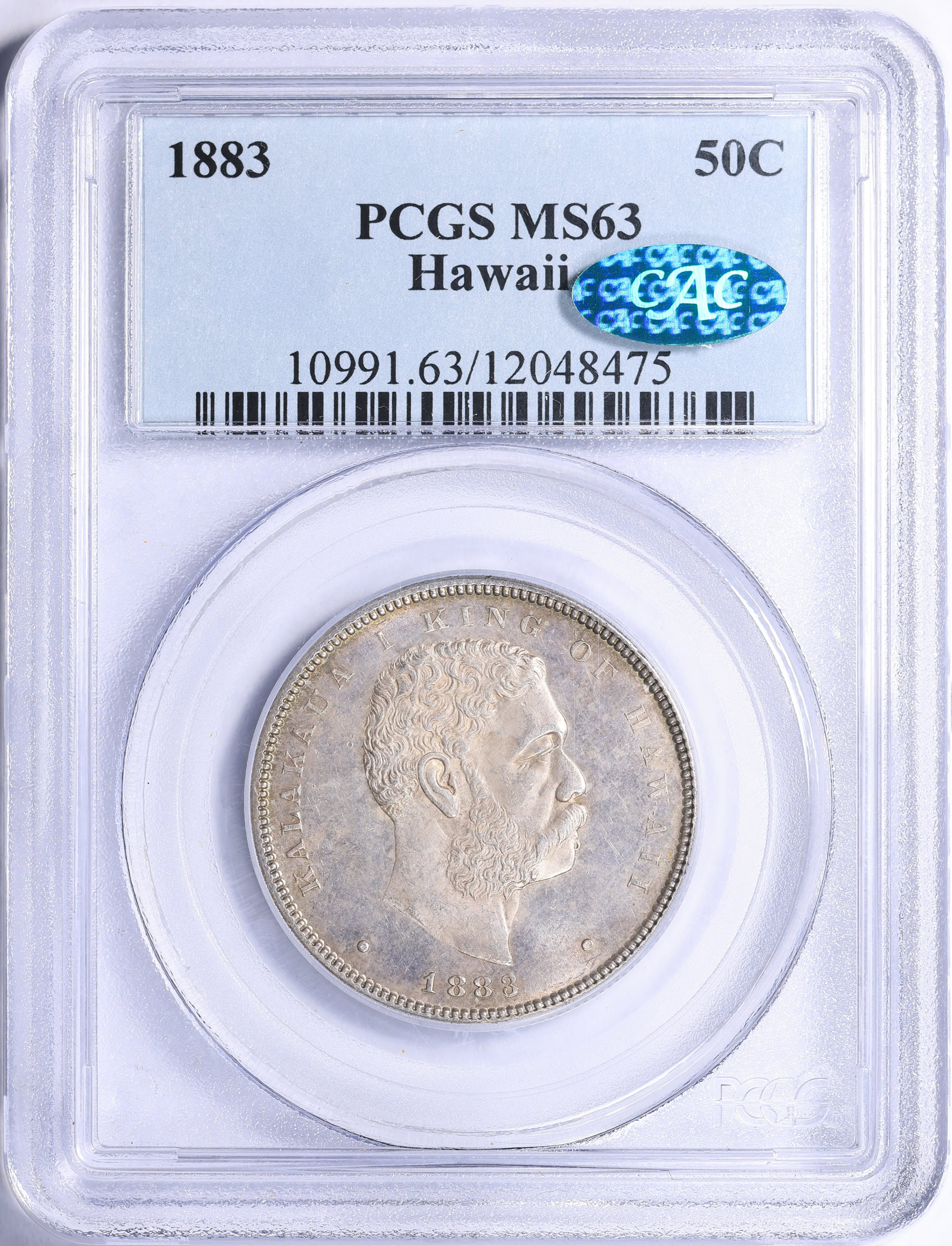 1883 Hawaii Half Dollar PCGS MS-63 (CAC Green) (Toned) (Item
