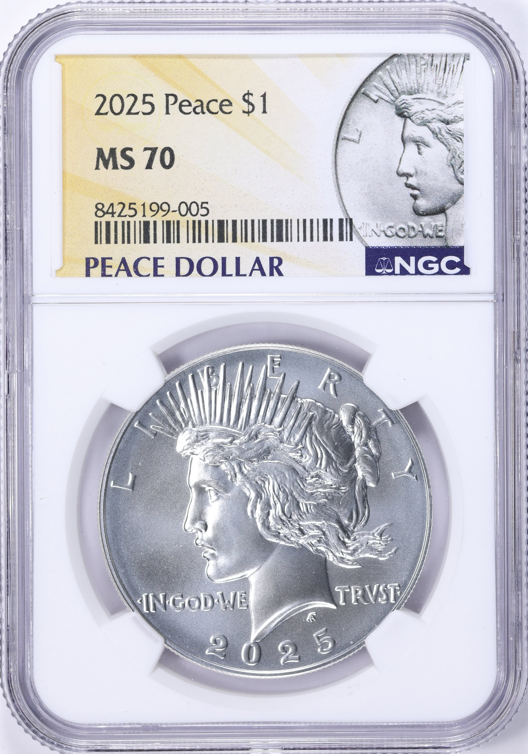 2025 Peace Silver Dollar NGC MS-70 | NGC Cert #8425199-005