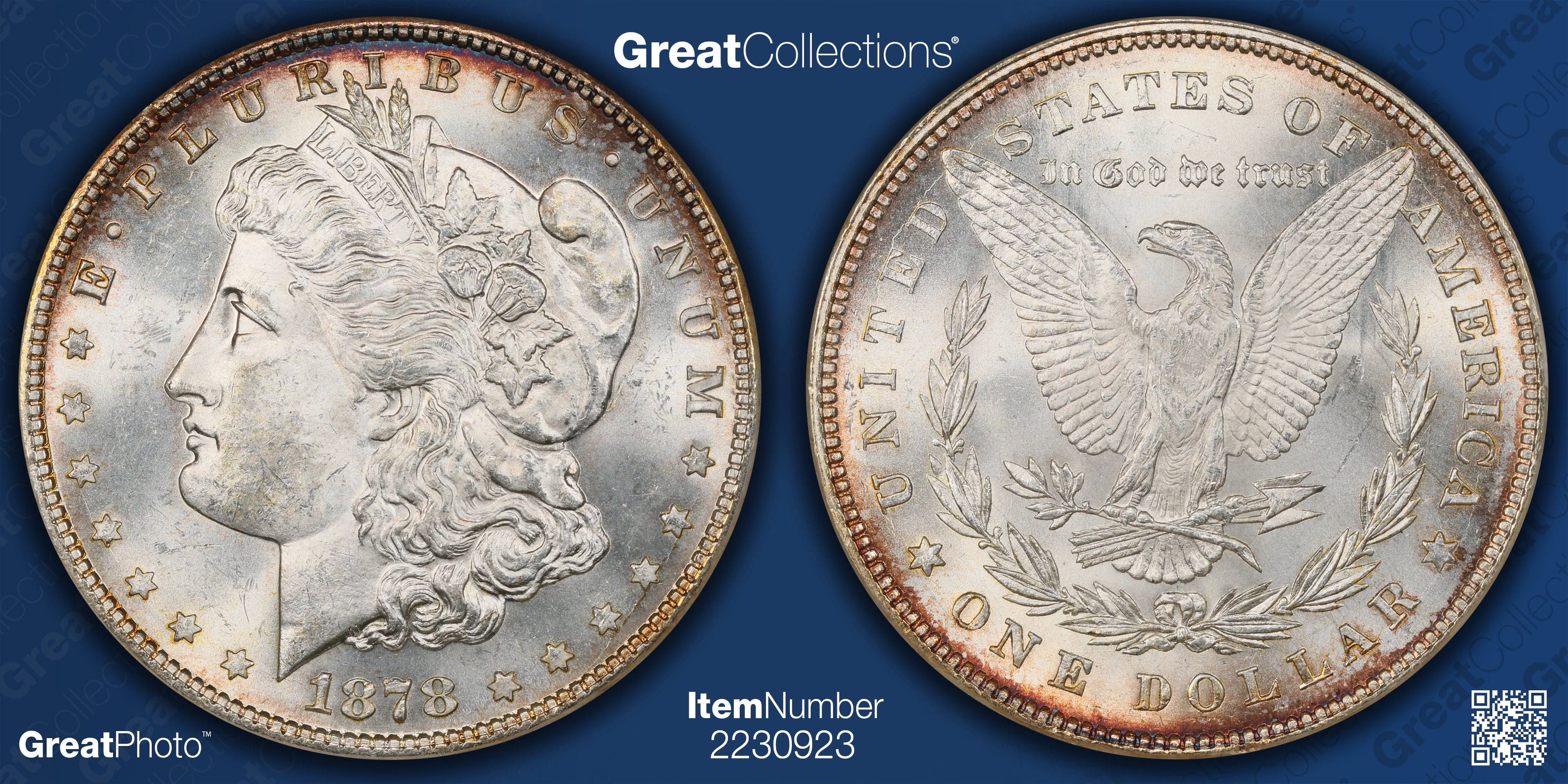 1878 7TF Morgan Silver Dollar VAM-82 ANACS MS-63 OH (Toned) (Item