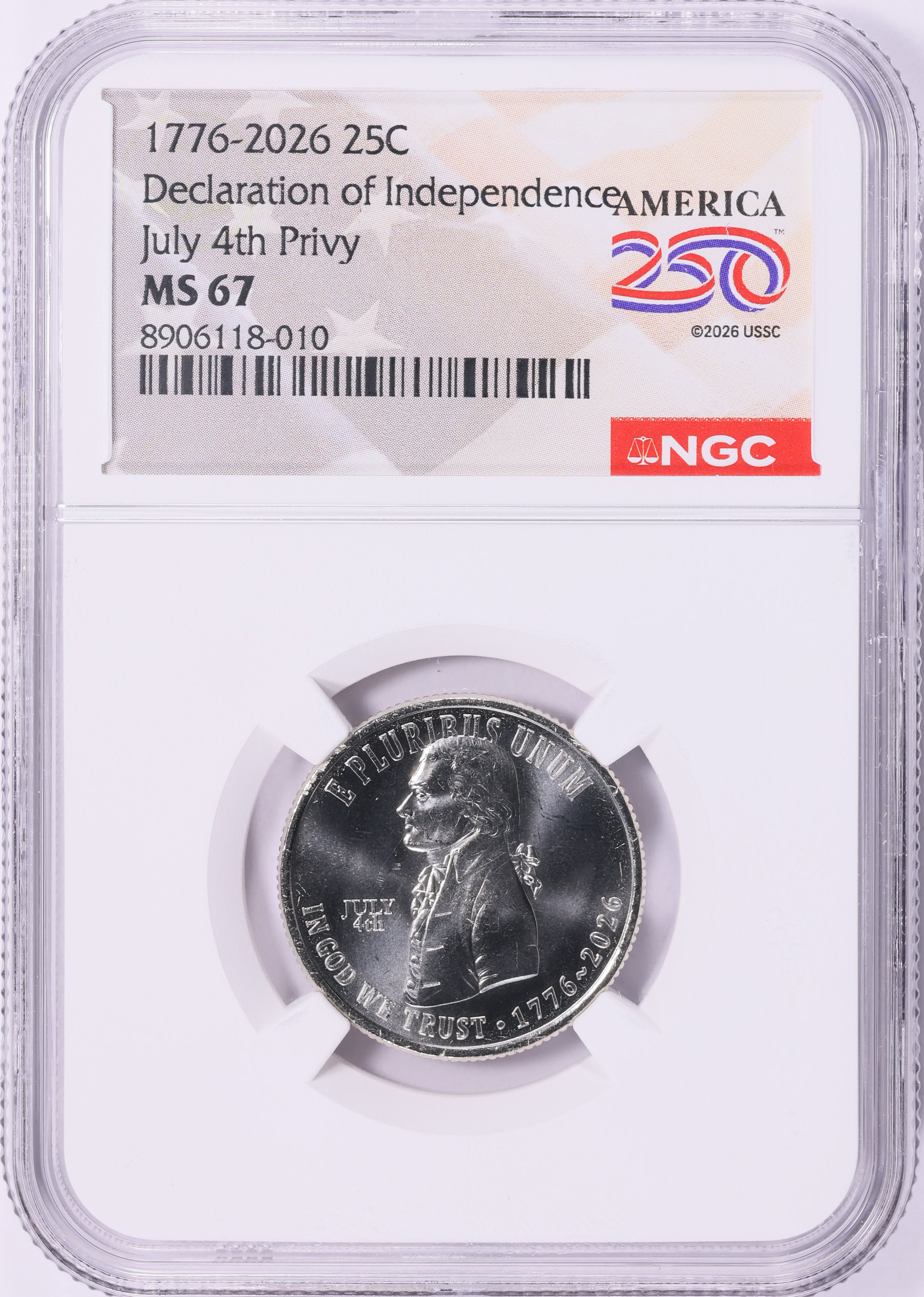 コレクション MILK NGC PCGS 2026 Semiquincentennial Quarter Declaration of Independence with
