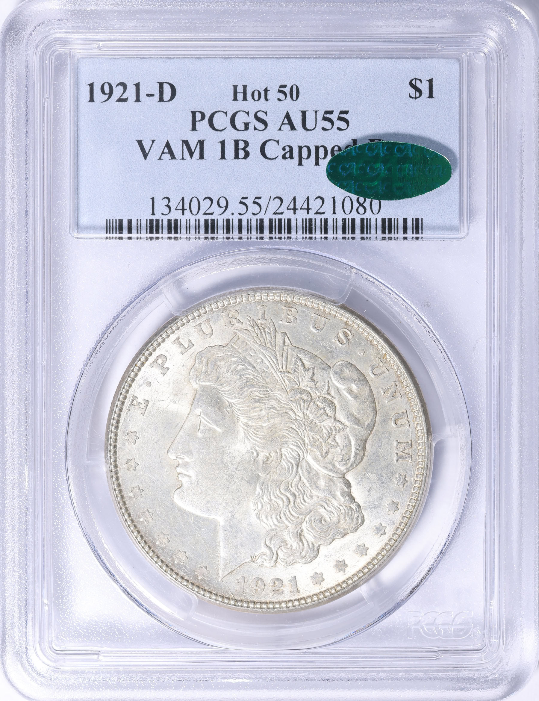 1921-D Morgan Silver Dollar Capped R VAM-1B *Hot 50* PCGS AU-55