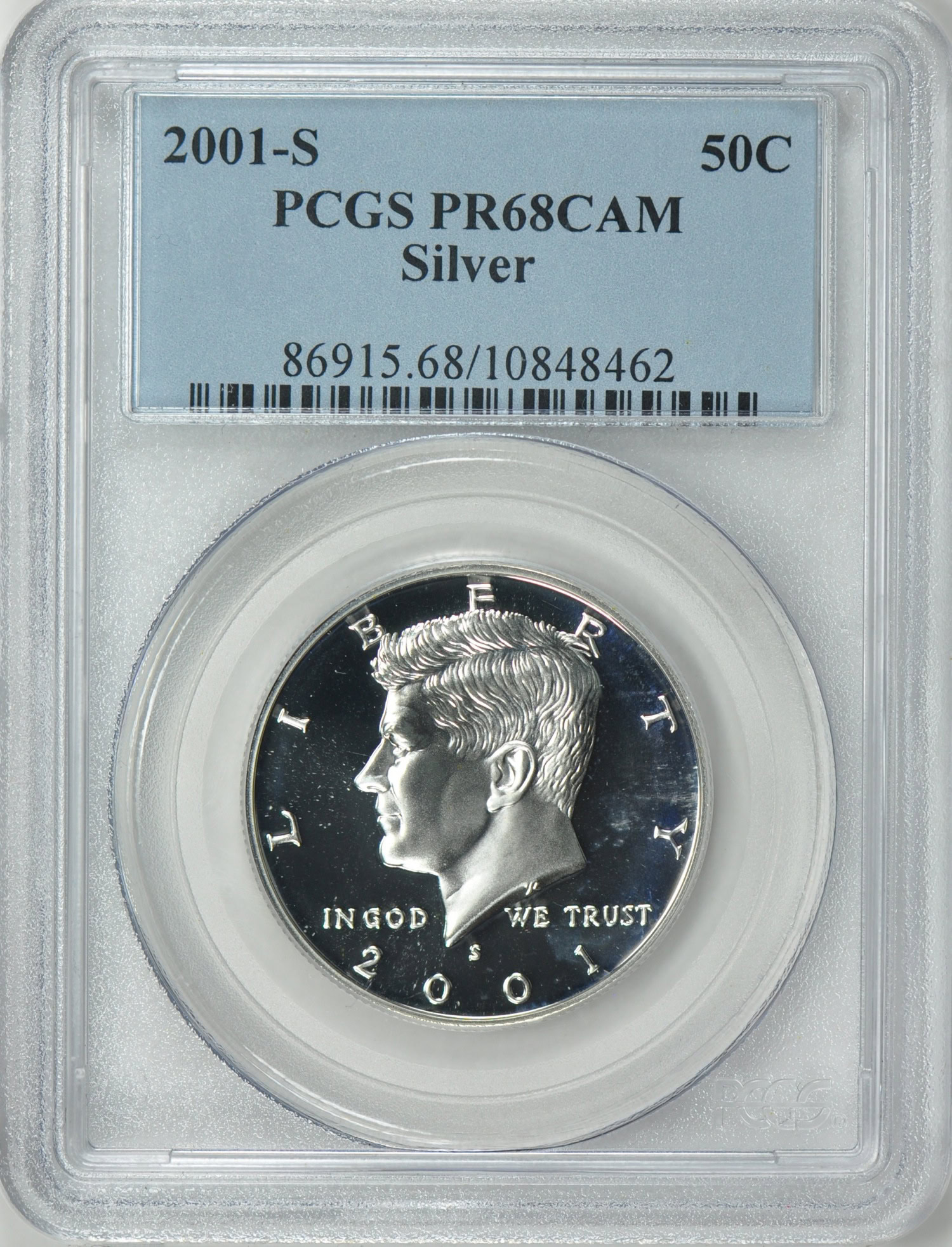 2001-S Kennedy Half Dollar Silver PCGS Proof-68 CAMEO (Item 223138