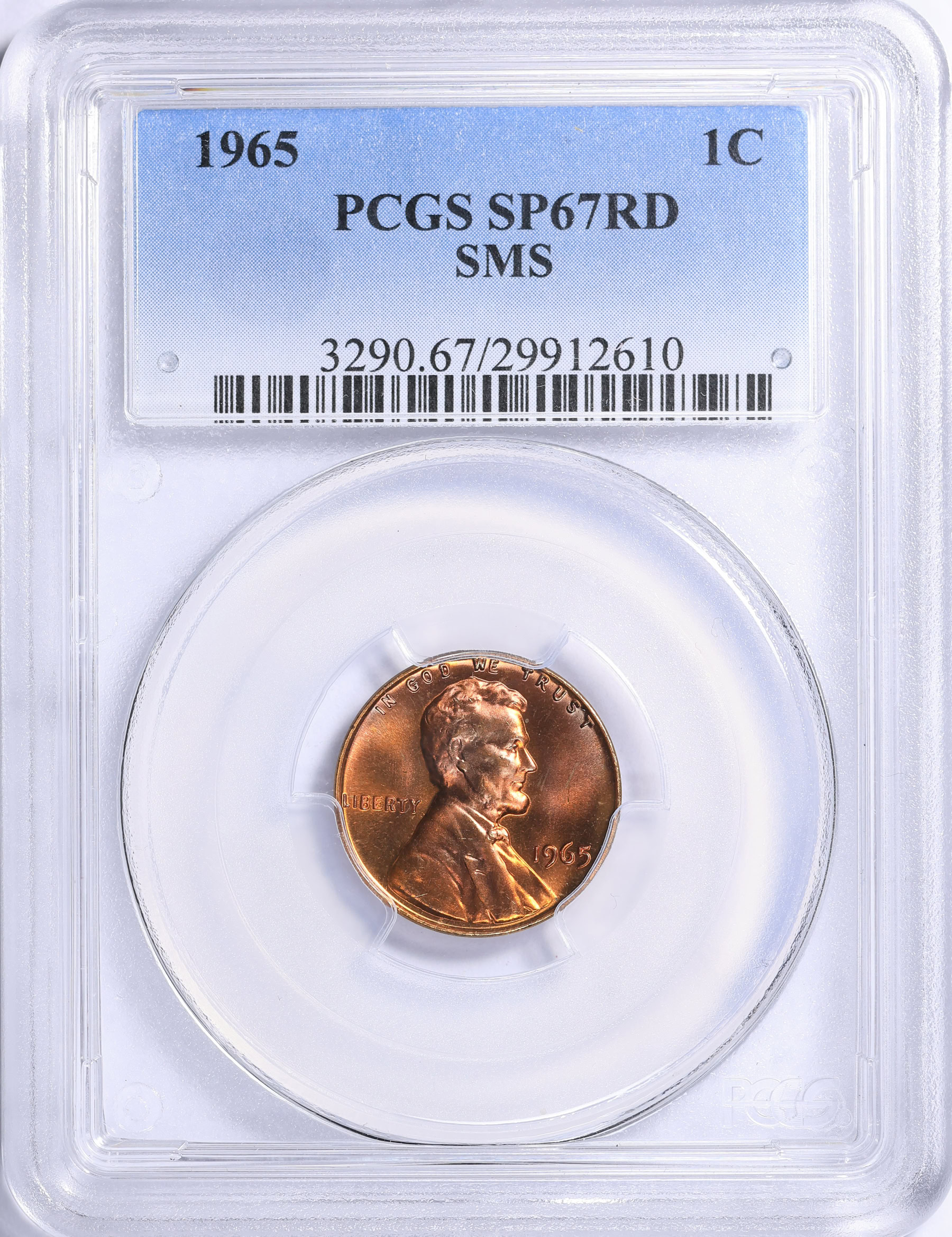 1965 Lincoln Cent SMS PCGS SP-67 RD (Item 2231608