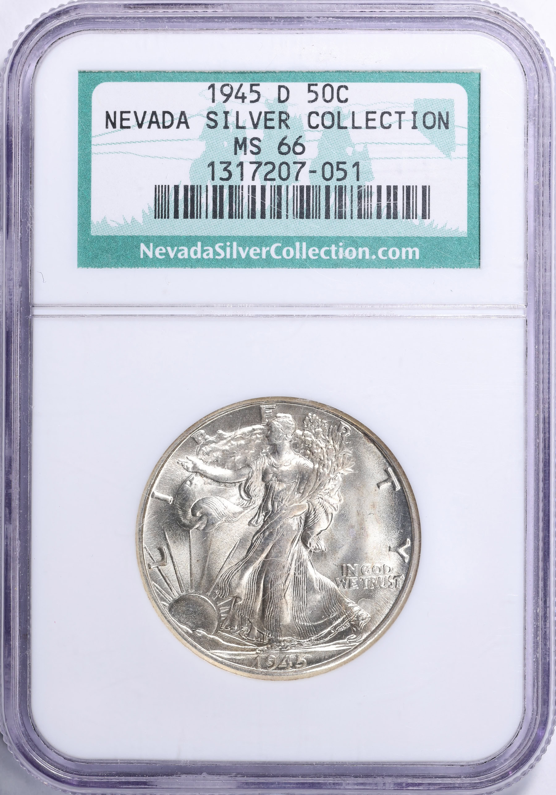 銀貨　2枚　アメリカ　1945 1944 1945-D Walking Liberty Half Dollar NGC MS-66 (Nevada Silver
