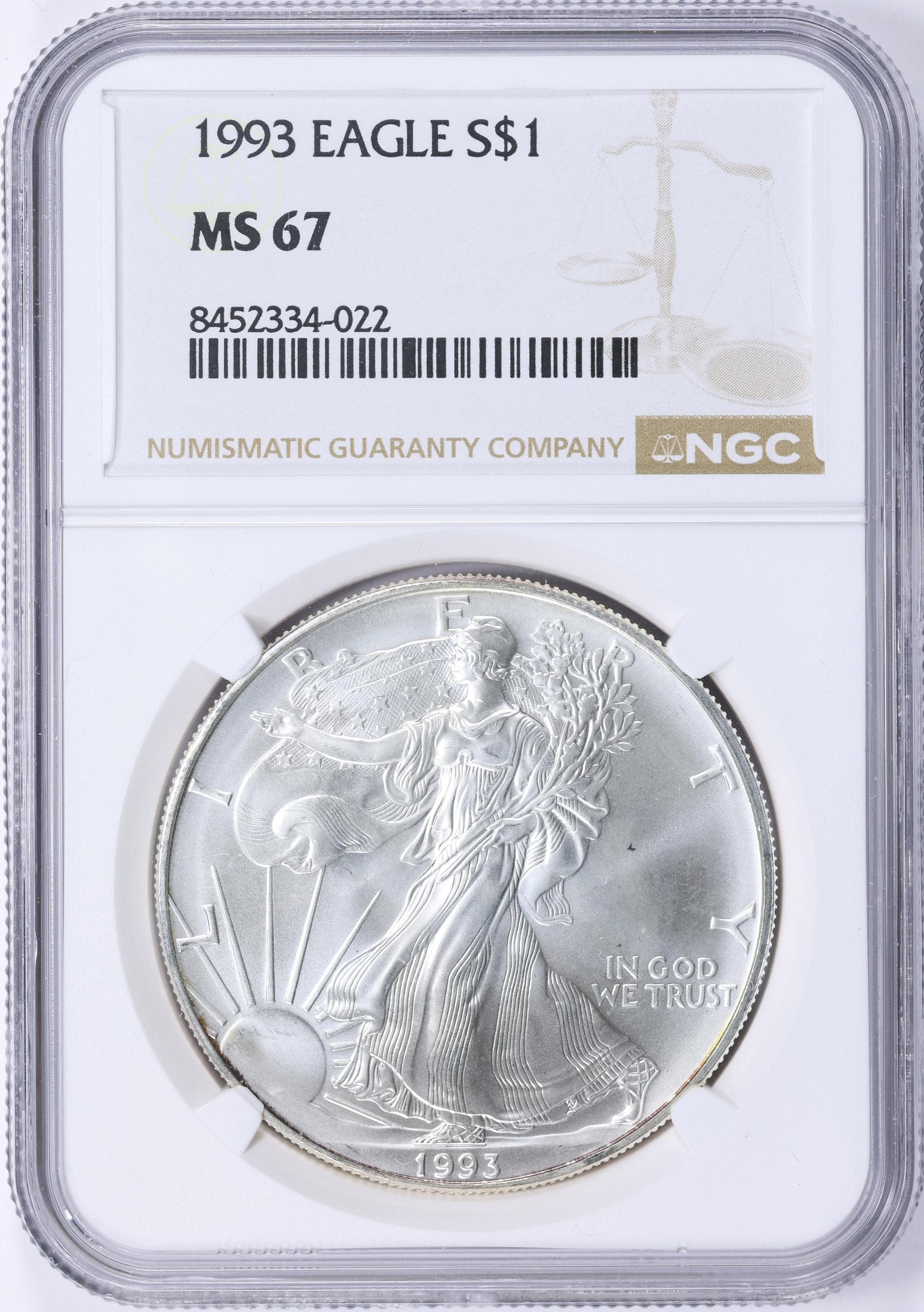 1993 $1 Silver Eagle NGC MS-67 (Item 2234066) | GreatCollections