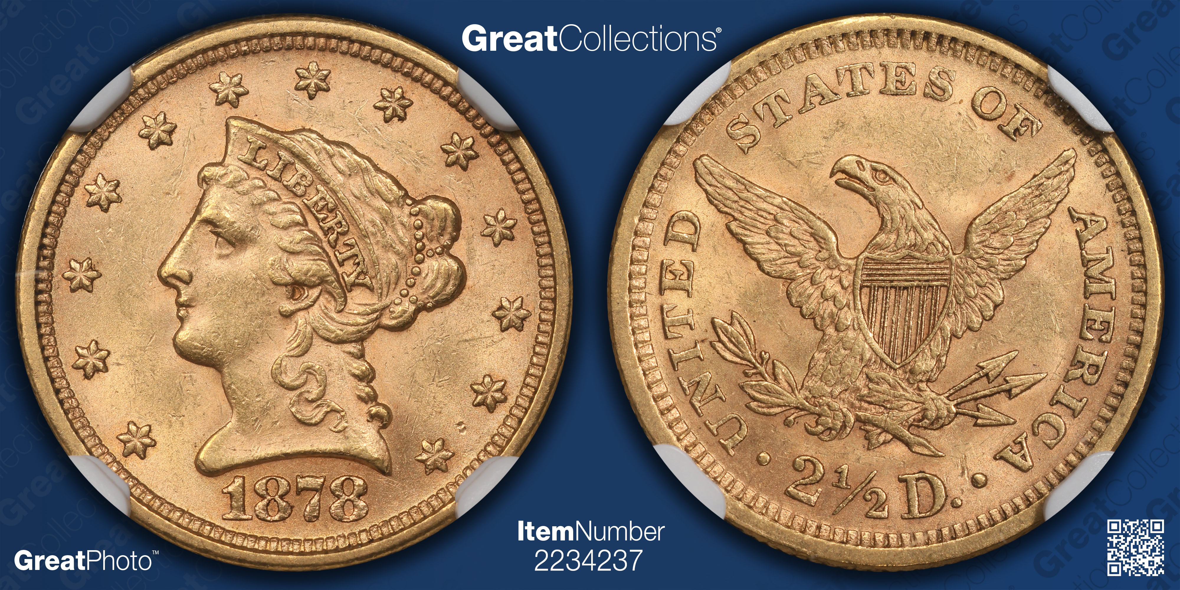1878◆保留中 1878 Liberty Gold Quarter Eagle NGC MS-62 (Item 2234237